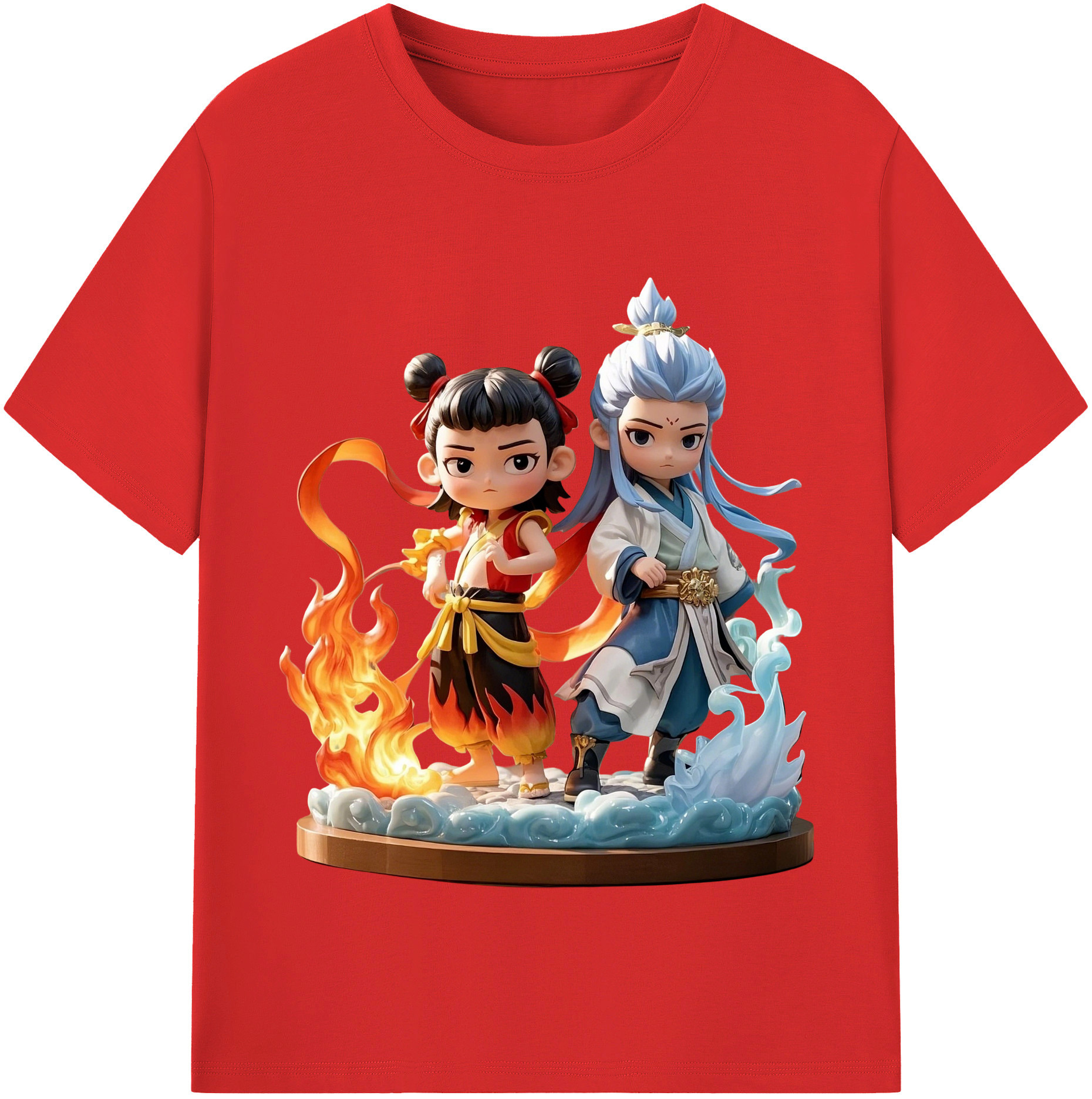 （画像用） Ne Zha 2 ナタ 魔童の大暴れ 綿100％半袖Tシャツ（フロントプリント）