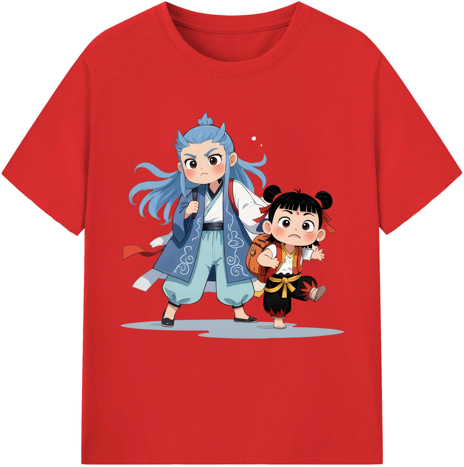 （画像用） Ne Zha 2 ナタ 魔童の大暴れ 綿100％半袖Tシャツ（フロントプリント）