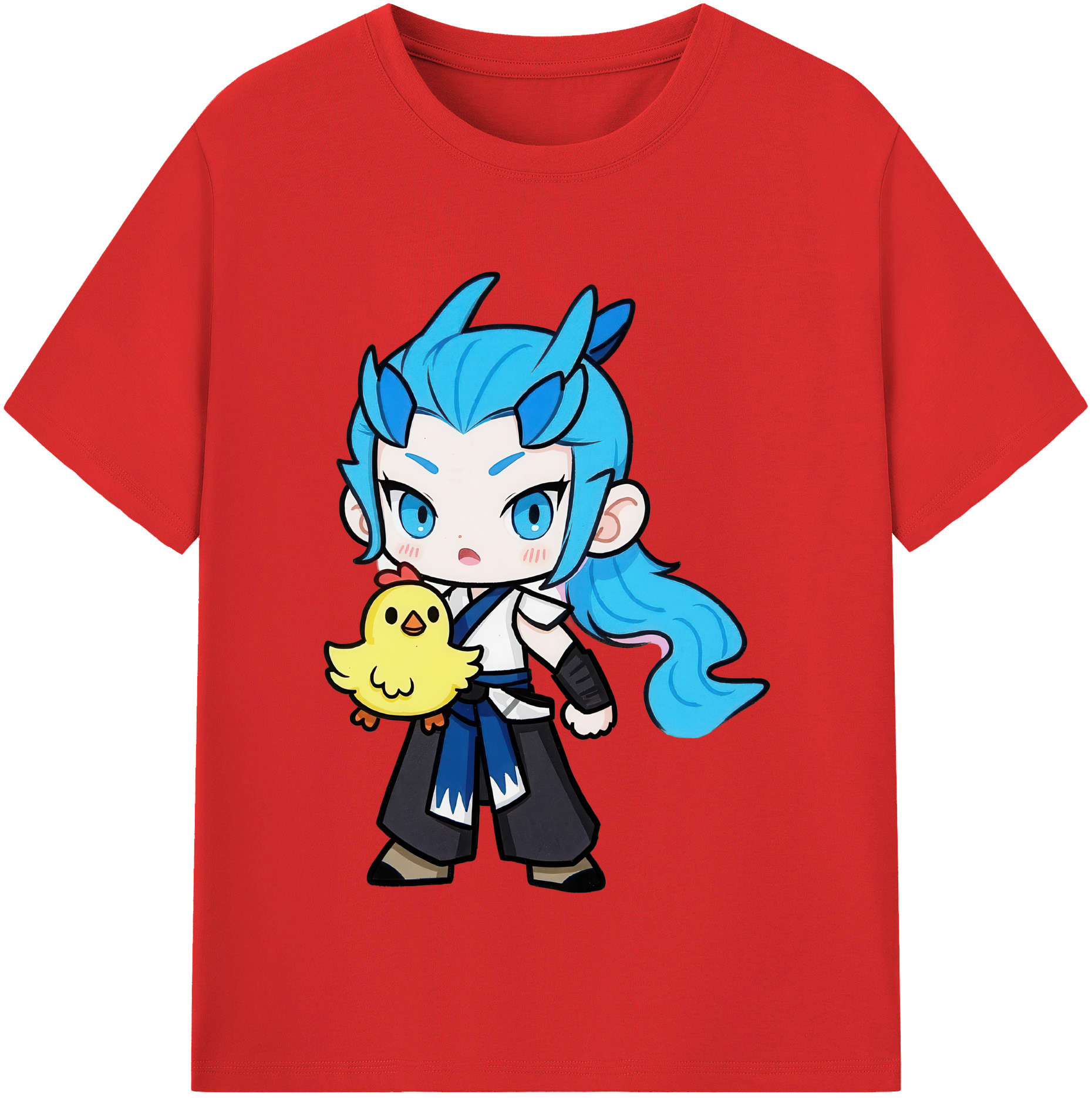 （画像用） Ne Zha 2 ナタ 魔童の大暴れ 綿100％半袖Tシャツ（フロントプリント）