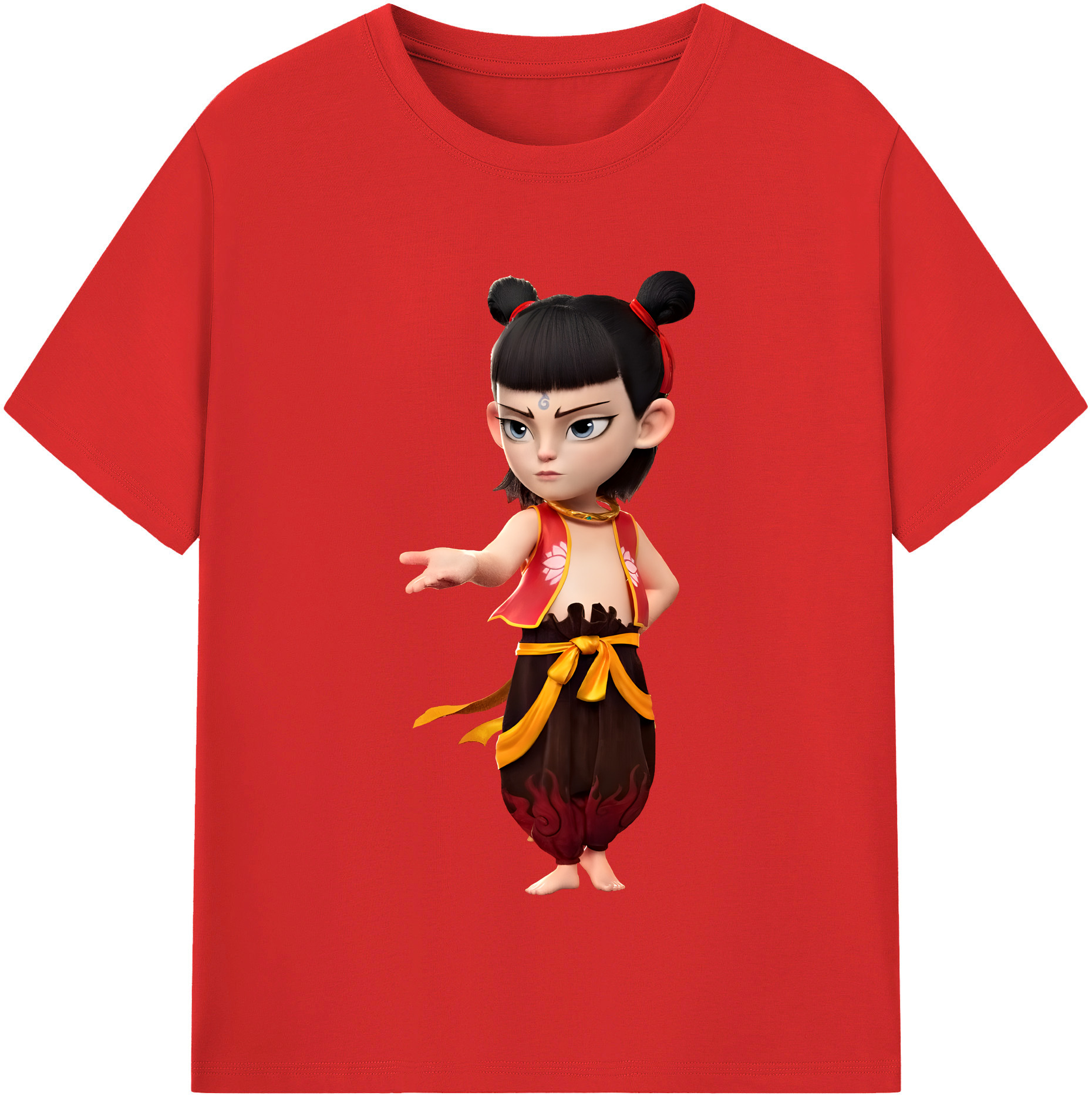 （画像用） Ne Zha 2 ナタ 魔童の大暴れ 綿100％半袖Tシャツ（フロントプリント）