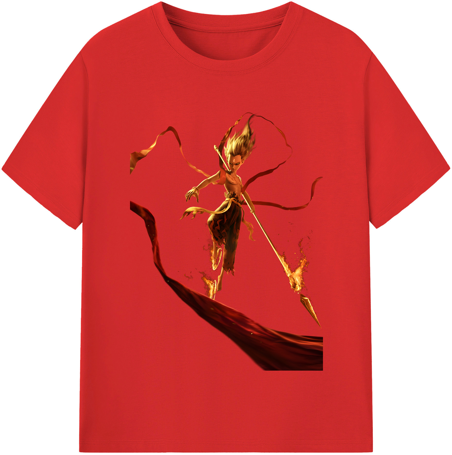 （画像用） Ne Zha 2 ナタ 魔童の大暴れ 綿100％半袖Tシャツ（フロントプリント）