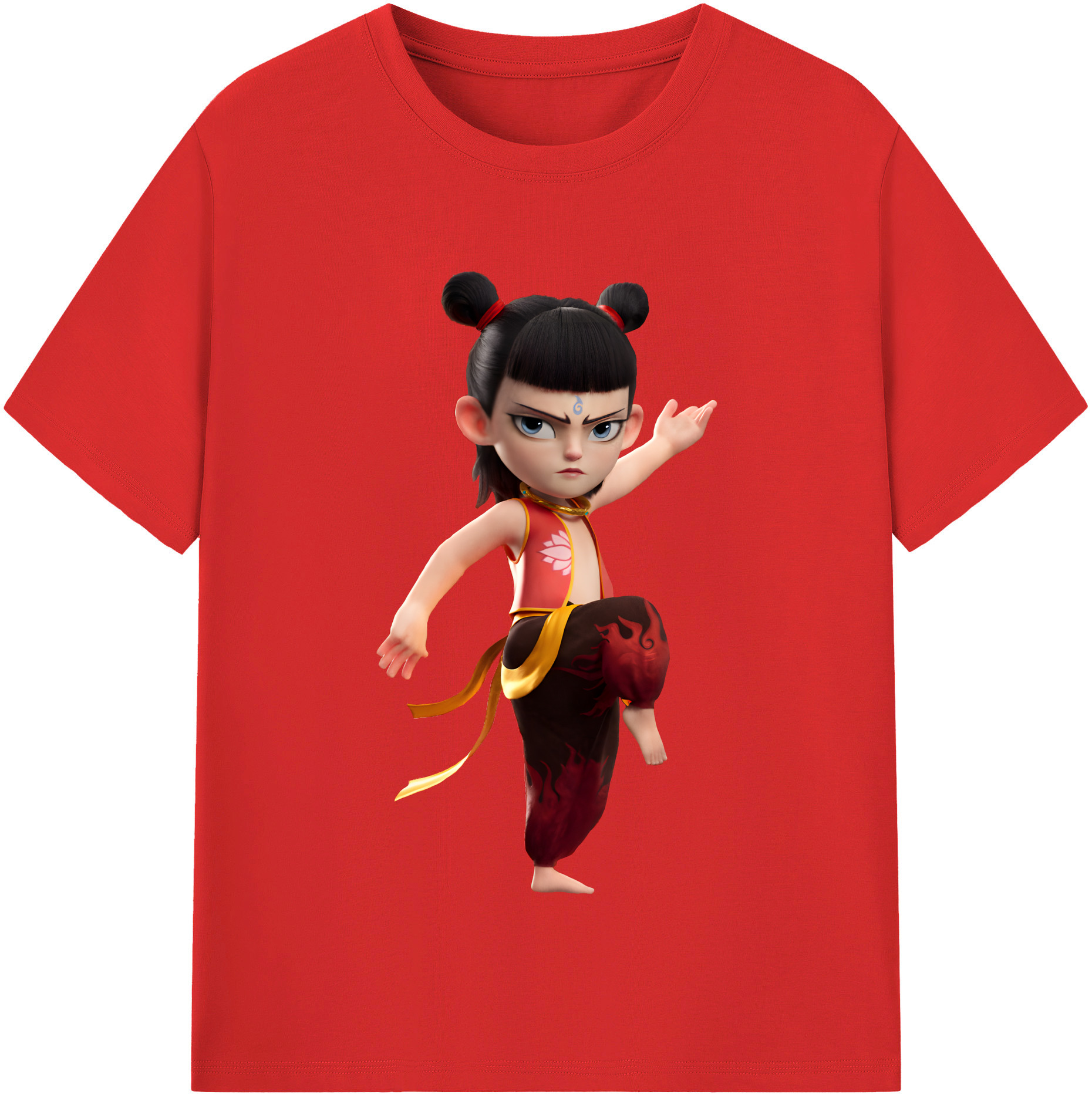 （画像用） Ne Zha 2 ナタ 魔童の大暴れ 綿100％半袖Tシャツ（フロントプリント）