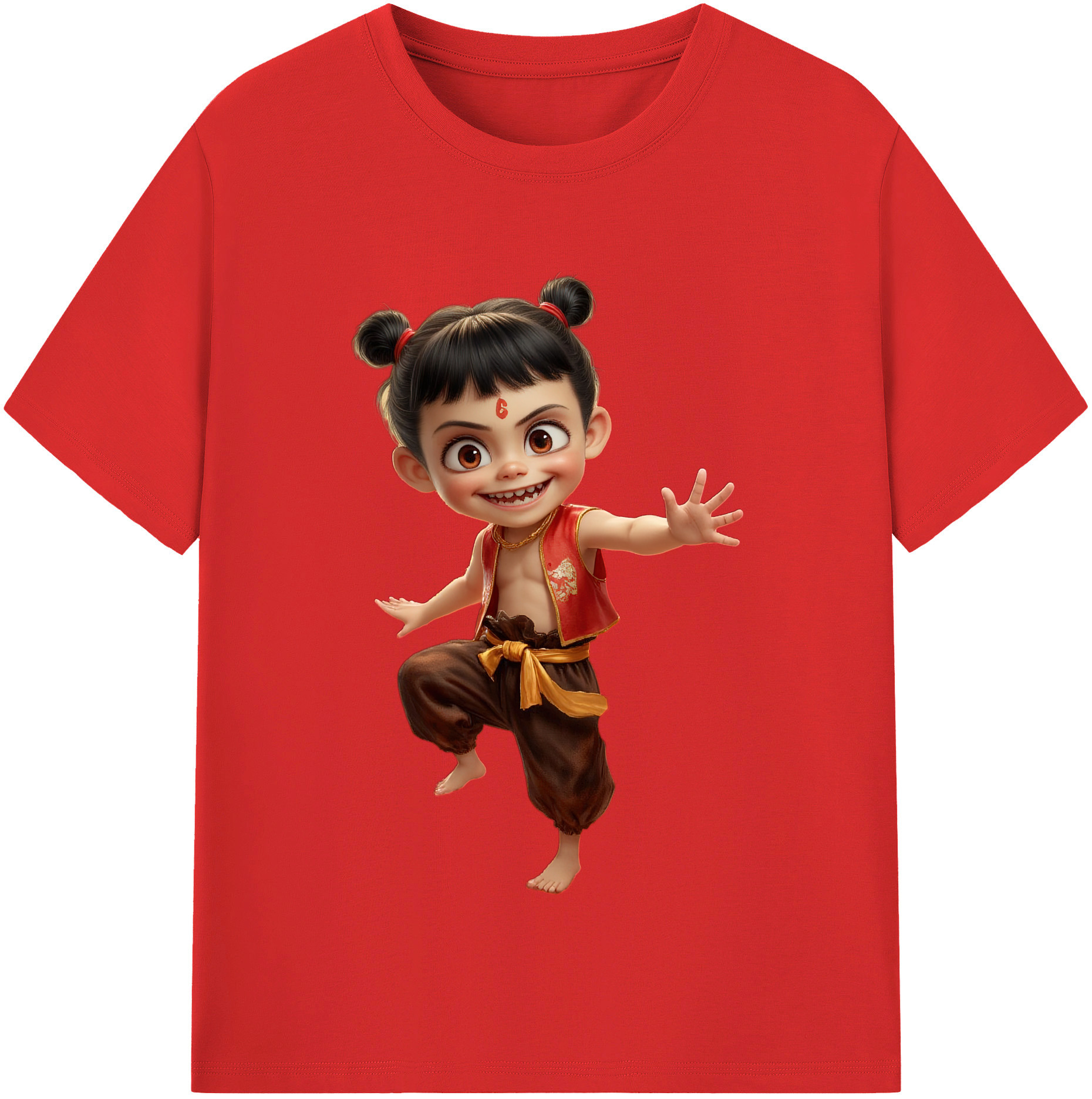 （画像用） Ne Zha 2 ナタ 魔童の大暴れ 綿100％半袖Tシャツ（フロントプリント）