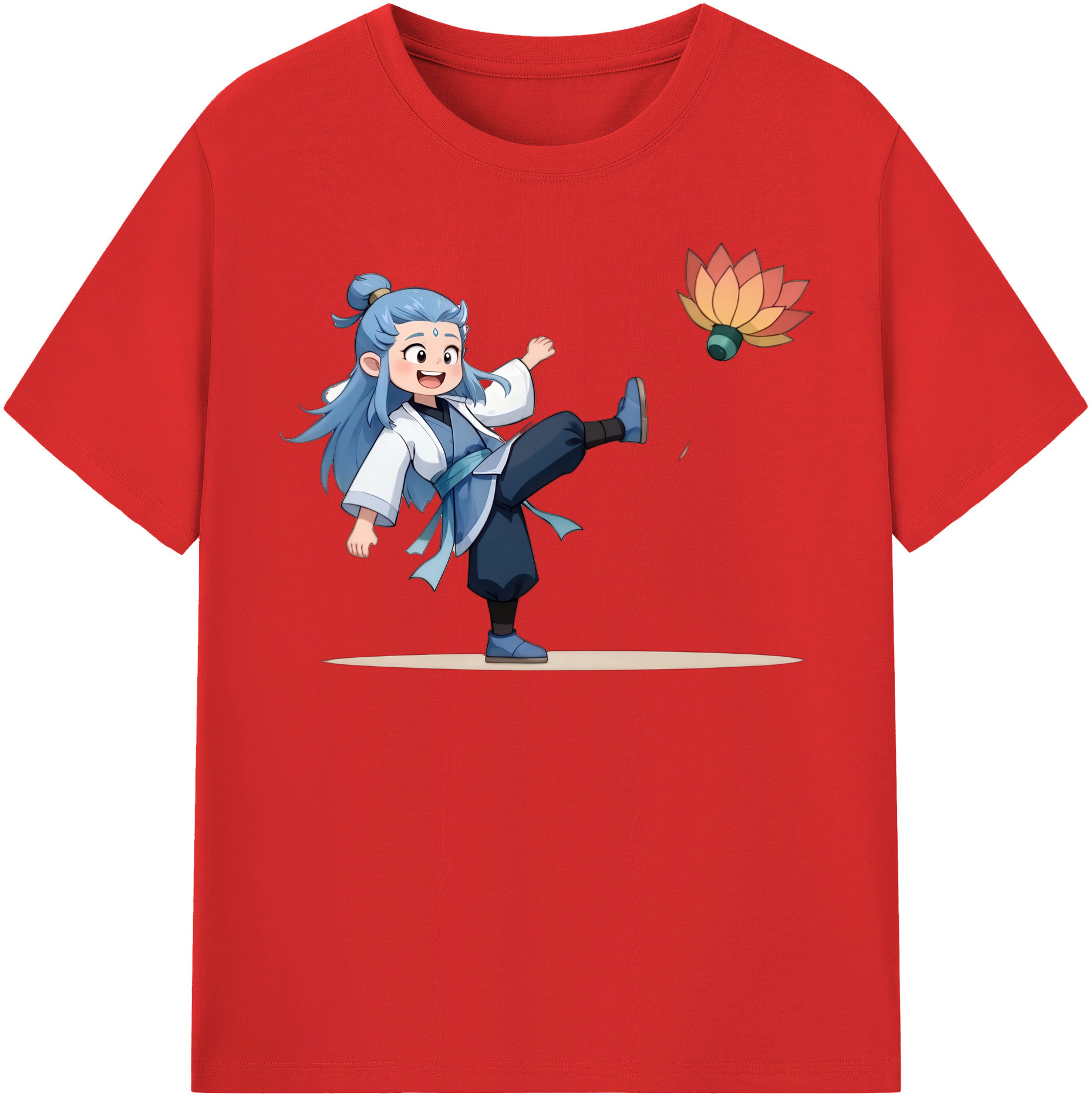 （画像用） Ne Zha 2 ナタ 魔童の大暴れ 綿100％半袖Tシャツ（フロントプリント）