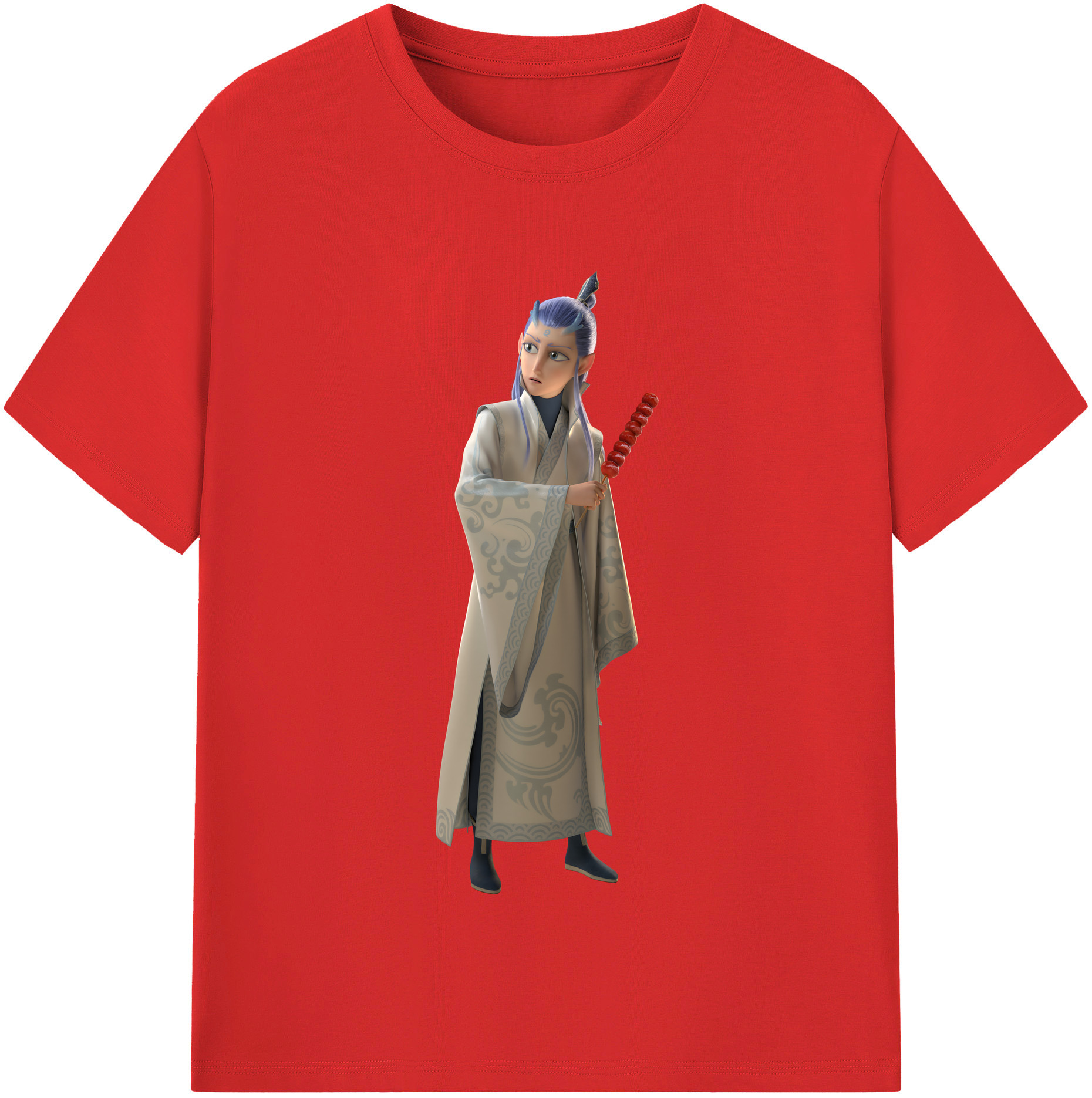 （画像用） Ne Zha 2 ナタ 魔童の大暴れ 綿100％半袖Tシャツ（フロントプリント）