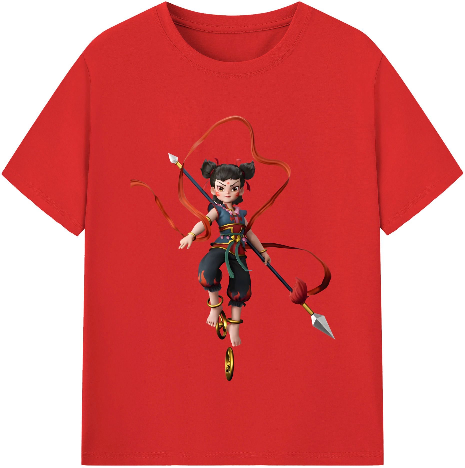 （画像用） Ne Zha 2 ナタ 魔童の大暴れ 綿100％半袖Tシャツ（フロントプリント）