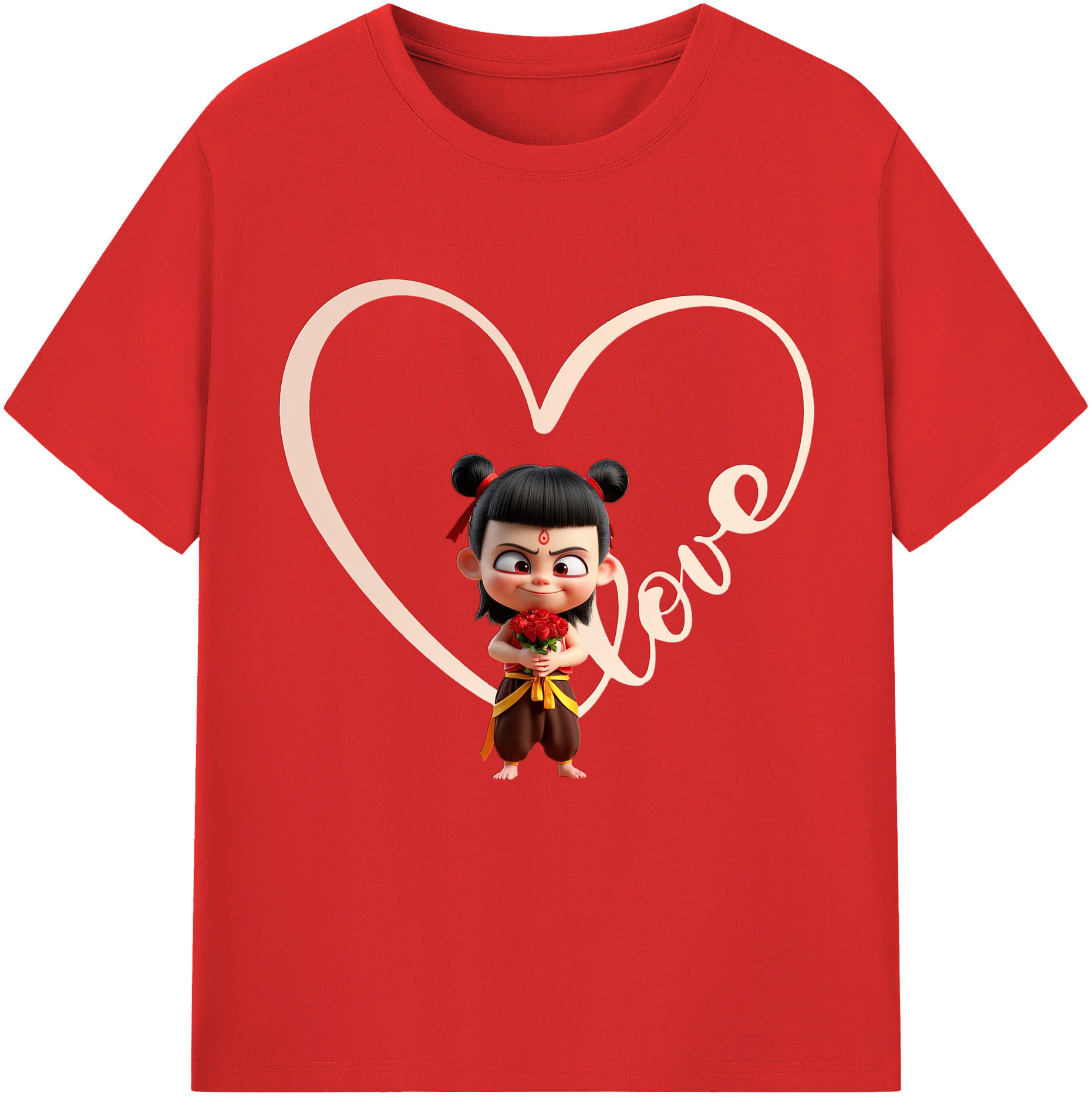 （画像用） Ne Zha 2 ナタ 魔童の大暴れ 綿100％半袖Tシャツ（フロントプリント）