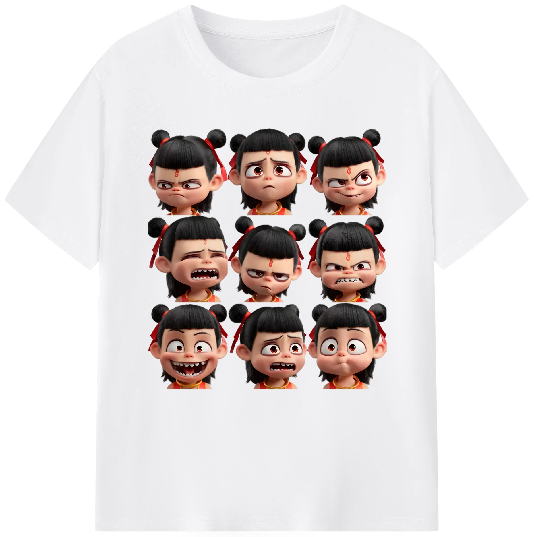 （画像用） Ne Zha 2 ナタ 魔童の大暴れ 綿100％半袖Tシャツ（フロントプリント）