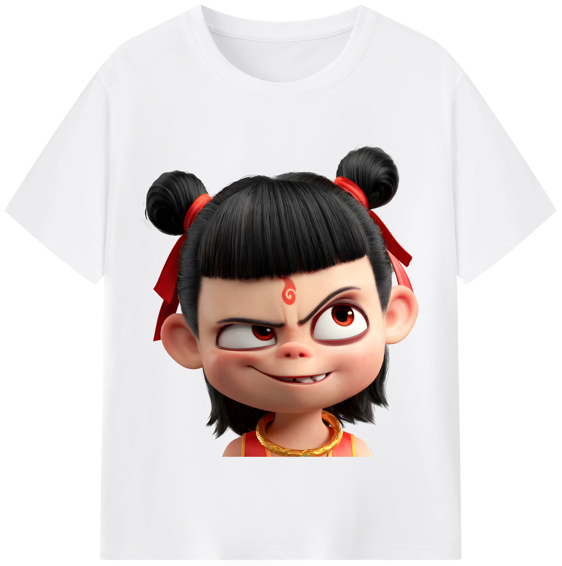 （画像用） Ne Zha 2 ナタ 魔童の大暴れ 綿100％半袖Tシャツ（フロントプリント）