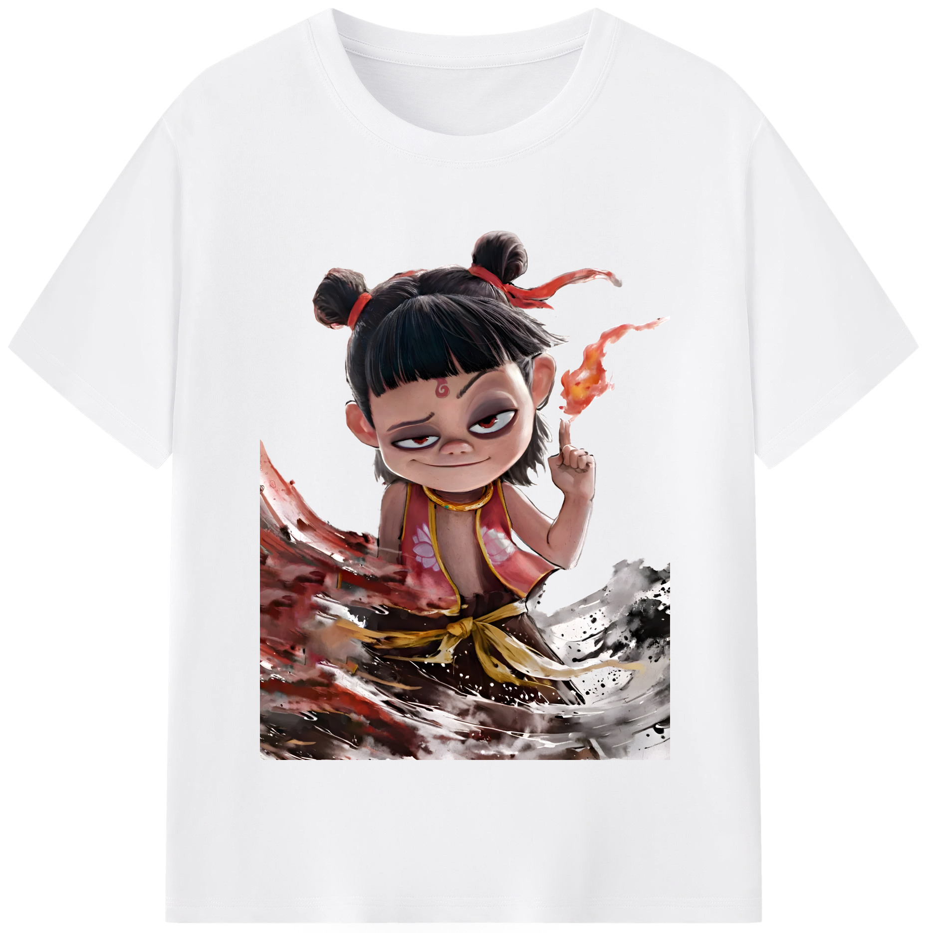 （画像用） Ne Zha 2 ナタ 魔童の大暴れ 綿100％半袖Tシャツ（フロントプリント）
