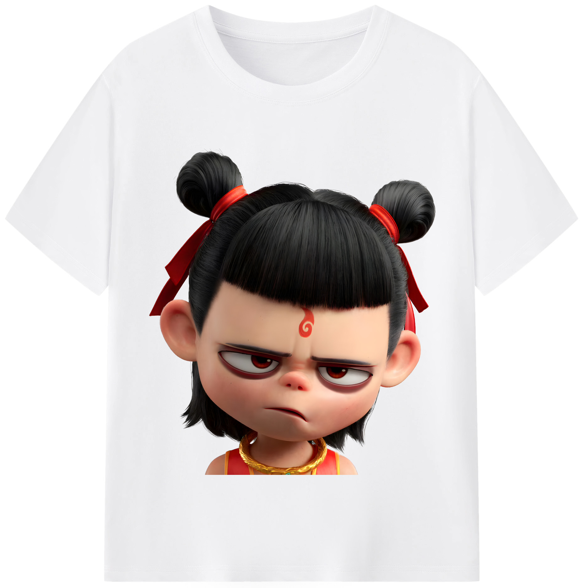 （画像用） Ne Zha 2 ナタ 魔童の大暴れ 綿100％半袖Tシャツ（フロントプリント）
