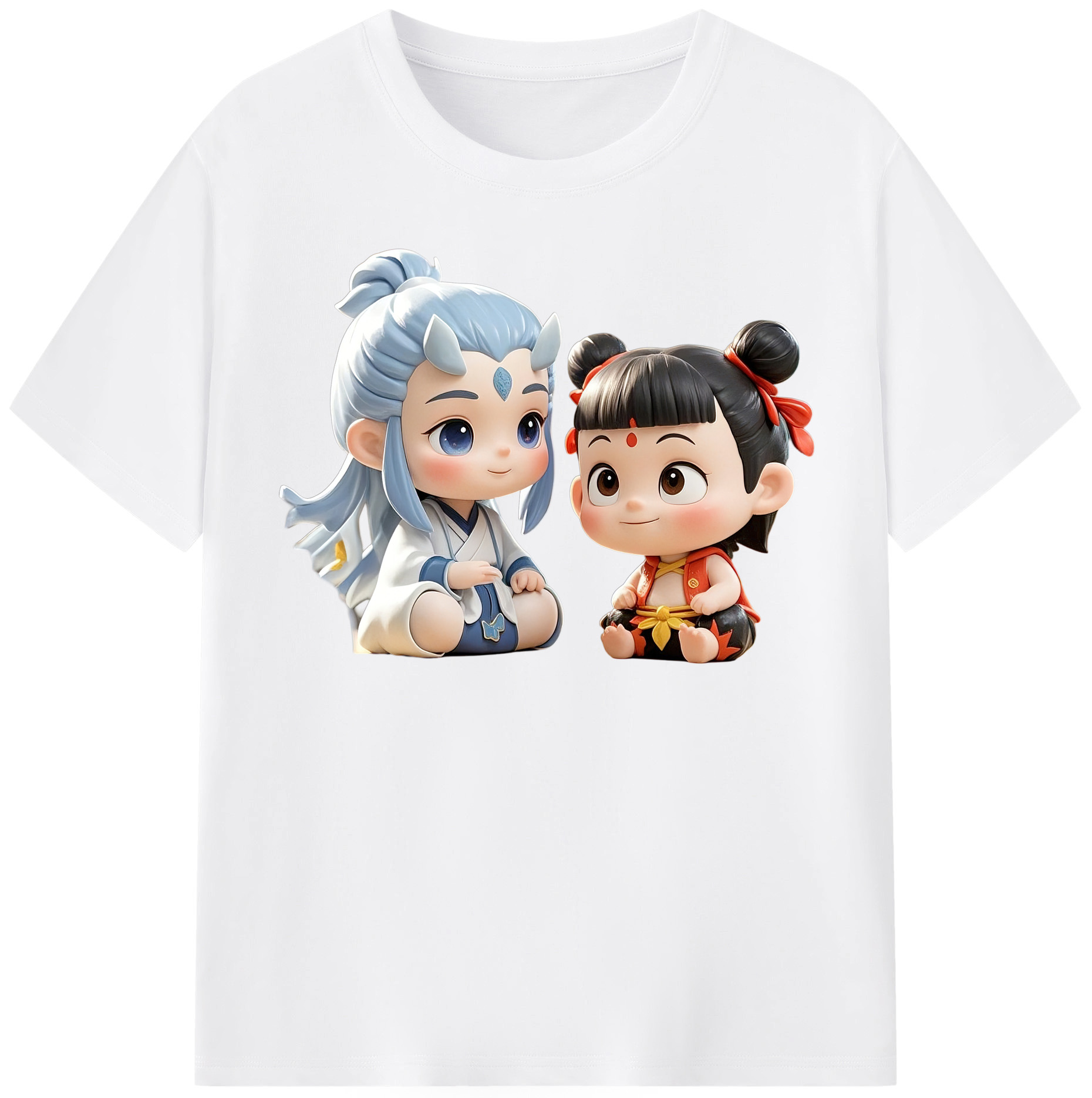 （画像用） Ne Zha 2 ナタ 魔童の大暴れ 綿100％半袖Tシャツ（フロントプリント）