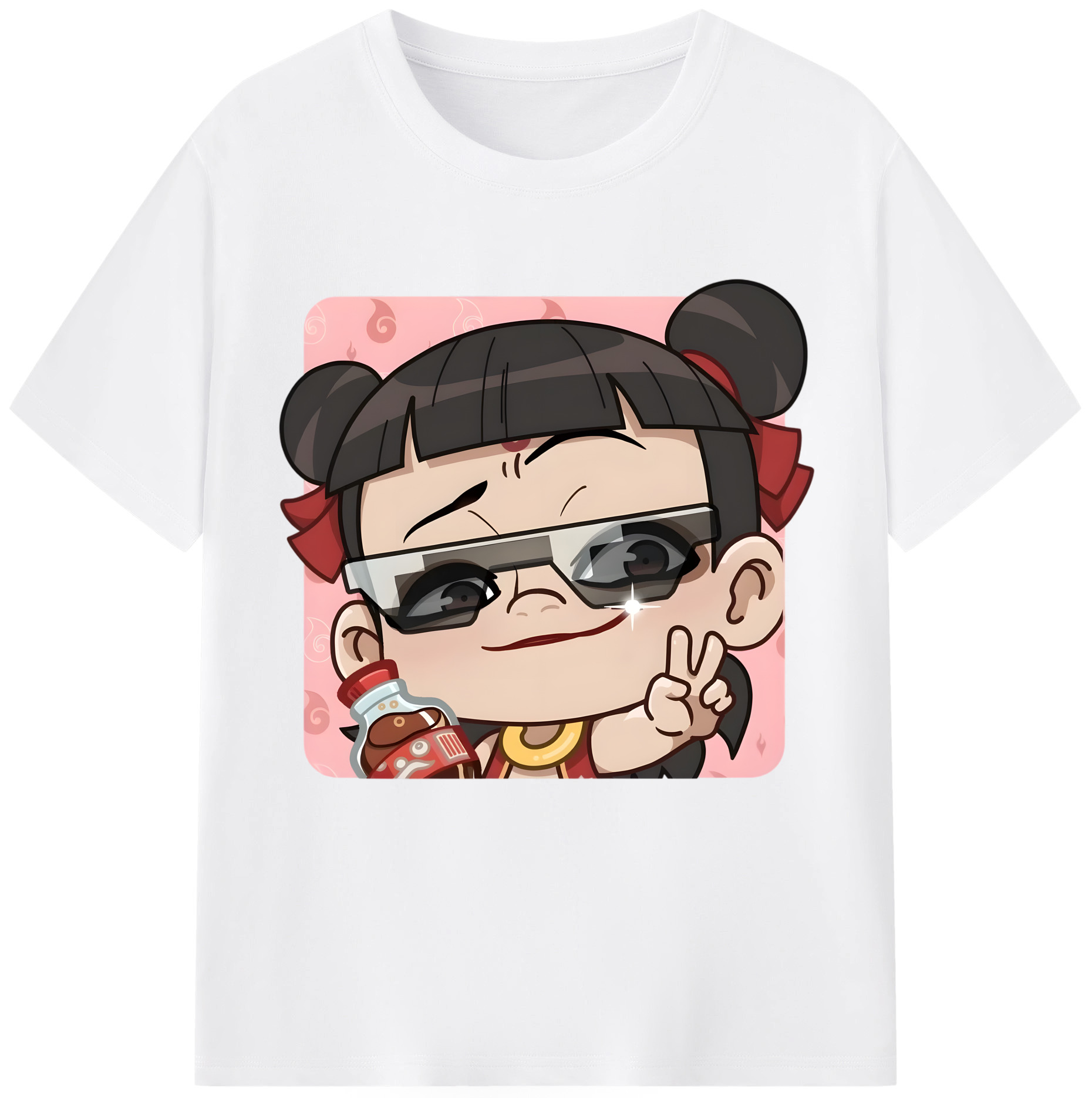 （画像用） Ne Zha 2 ナタ 魔童の大暴れ 綿100％半袖Tシャツ（フロントプリント）