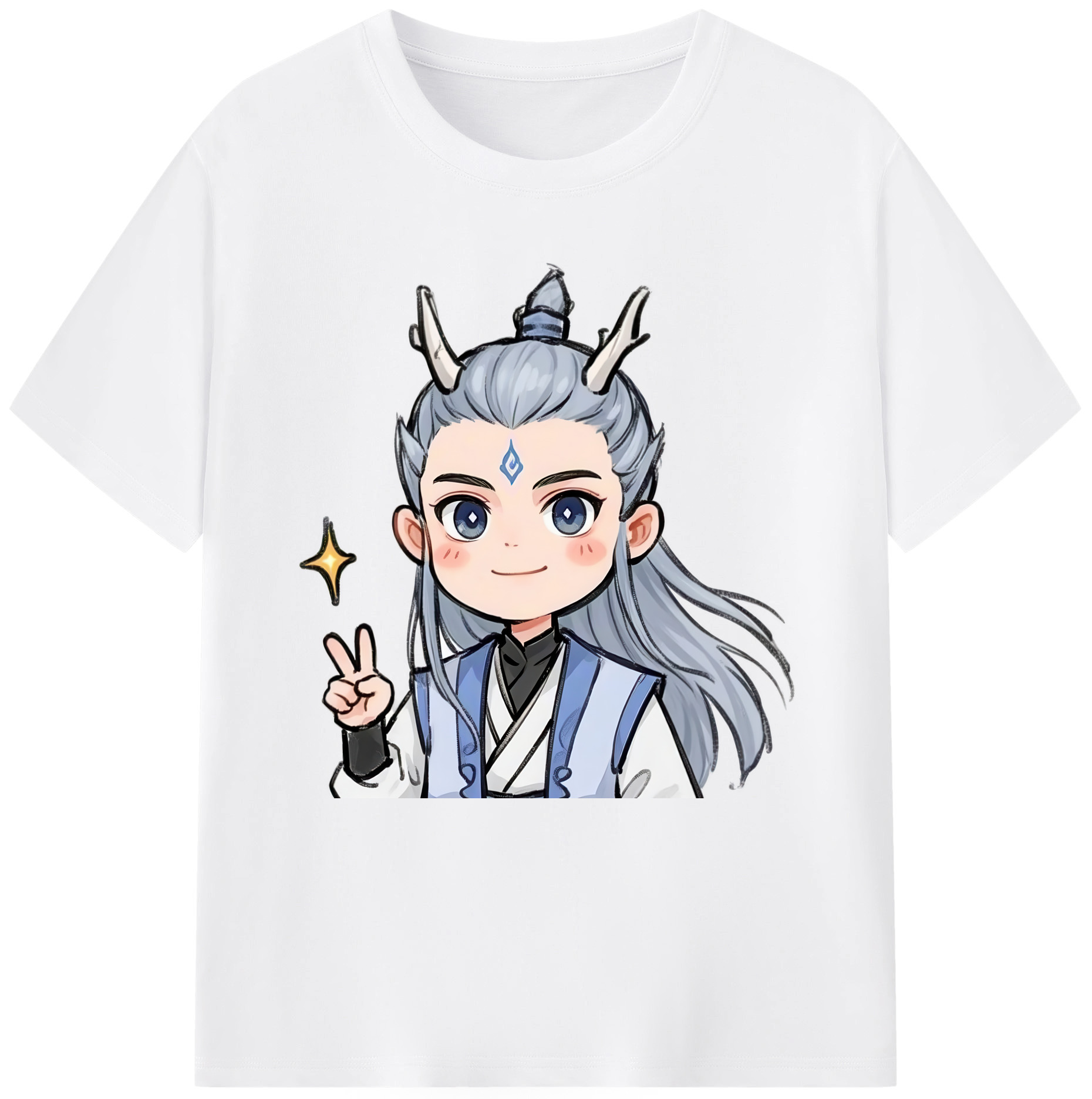 （画像用） Ne Zha 2 ナタ 魔童の大暴れ 綿100％半袖Tシャツ（フロントプリント）