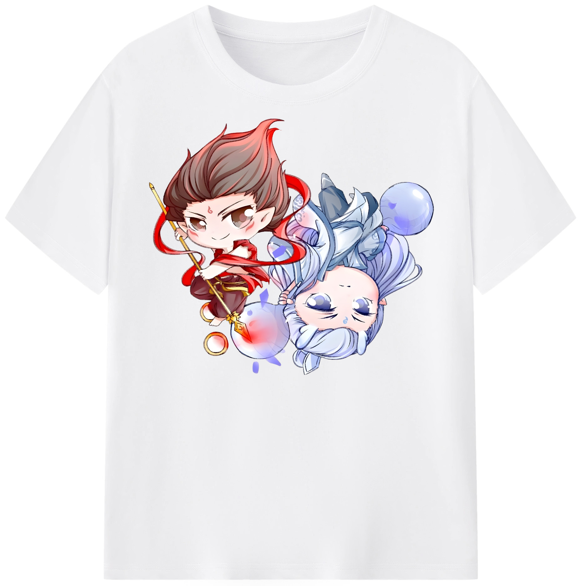 （画像用） Ne Zha 2 ナタ 魔童の大暴れ 綿100％半袖Tシャツ（フロントプリント）