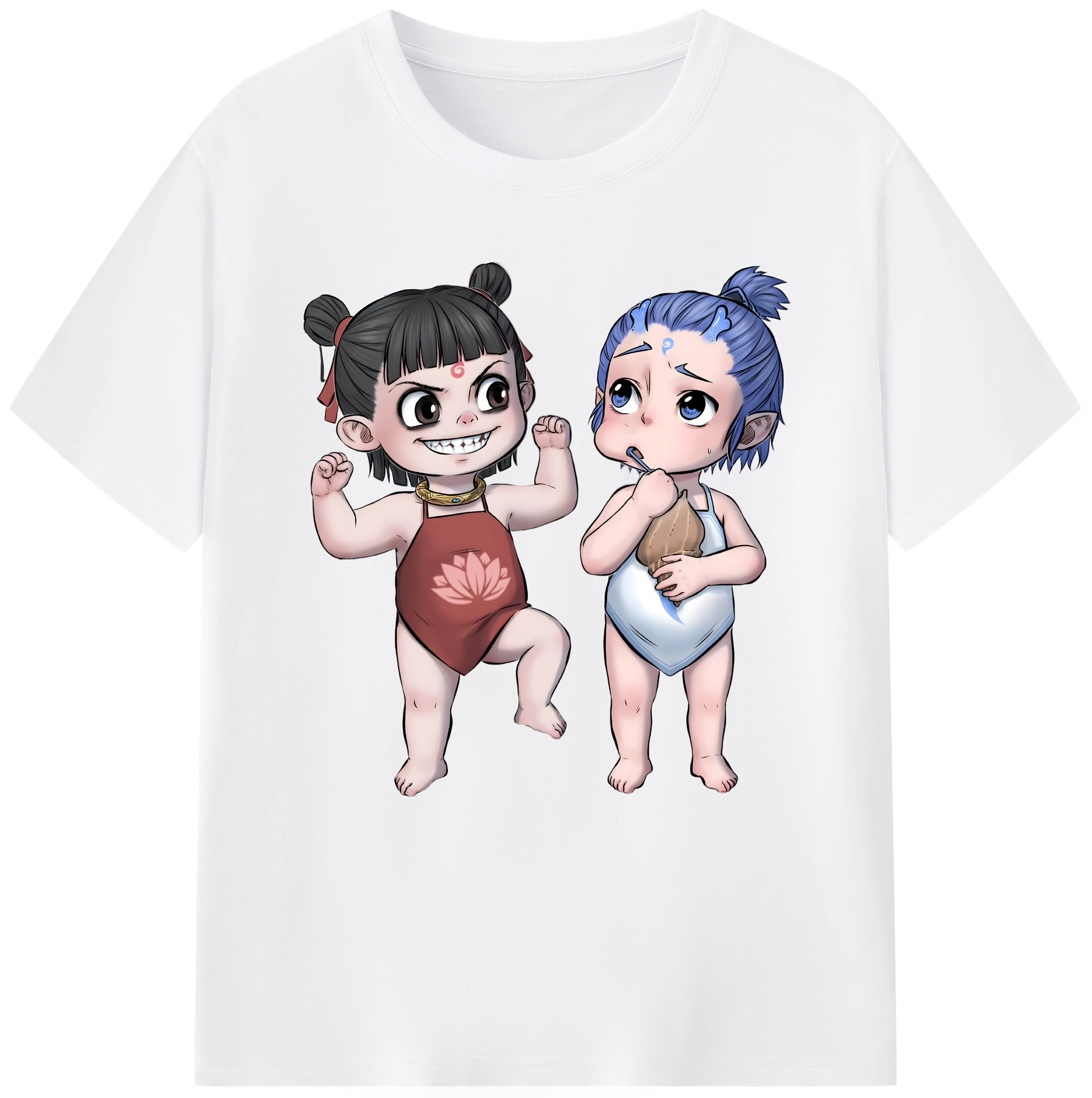 （画像用） Ne Zha 2 ナタ 魔童の大暴れ 綿100％半袖Tシャツ（フロントプリント）