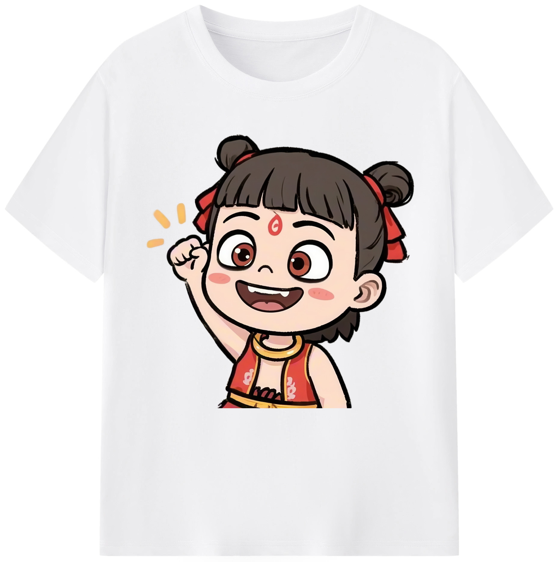 （画像用） Ne Zha 2 ナタ 魔童の大暴れ 綿100％半袖Tシャツ（フロントプリント）