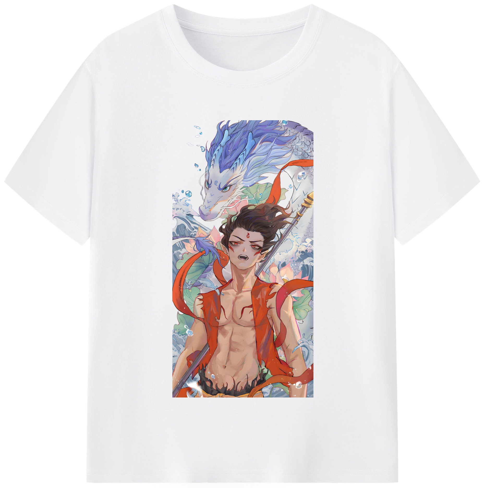 （画像用） Ne Zha 2 ナタ 魔童の大暴れ 綿100％半袖Tシャツ（フロントプリント）