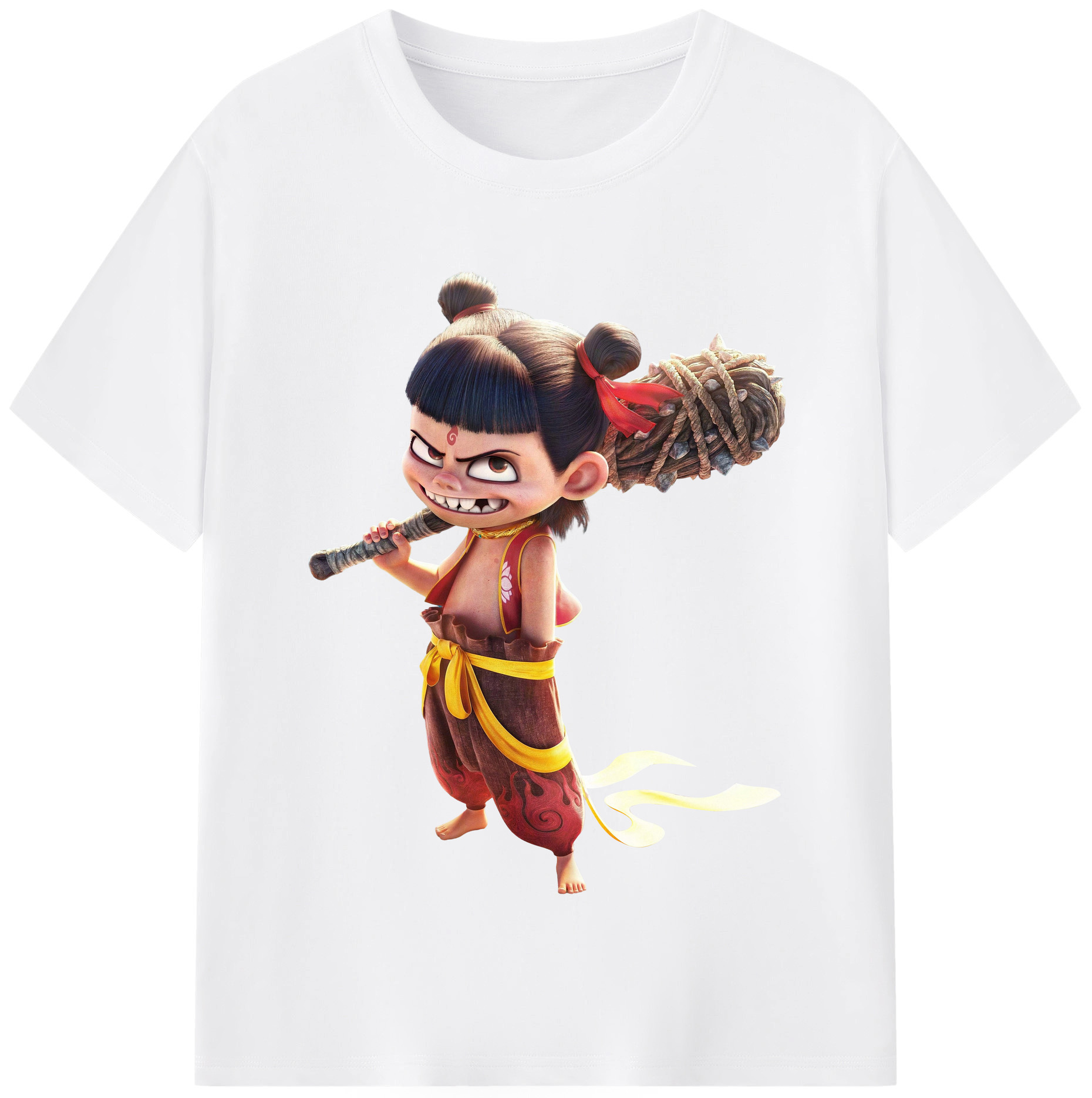 （画像用） Ne Zha 2 ナタ 魔童の大暴れ 綿100％半袖Tシャツ（フロントプリント）
