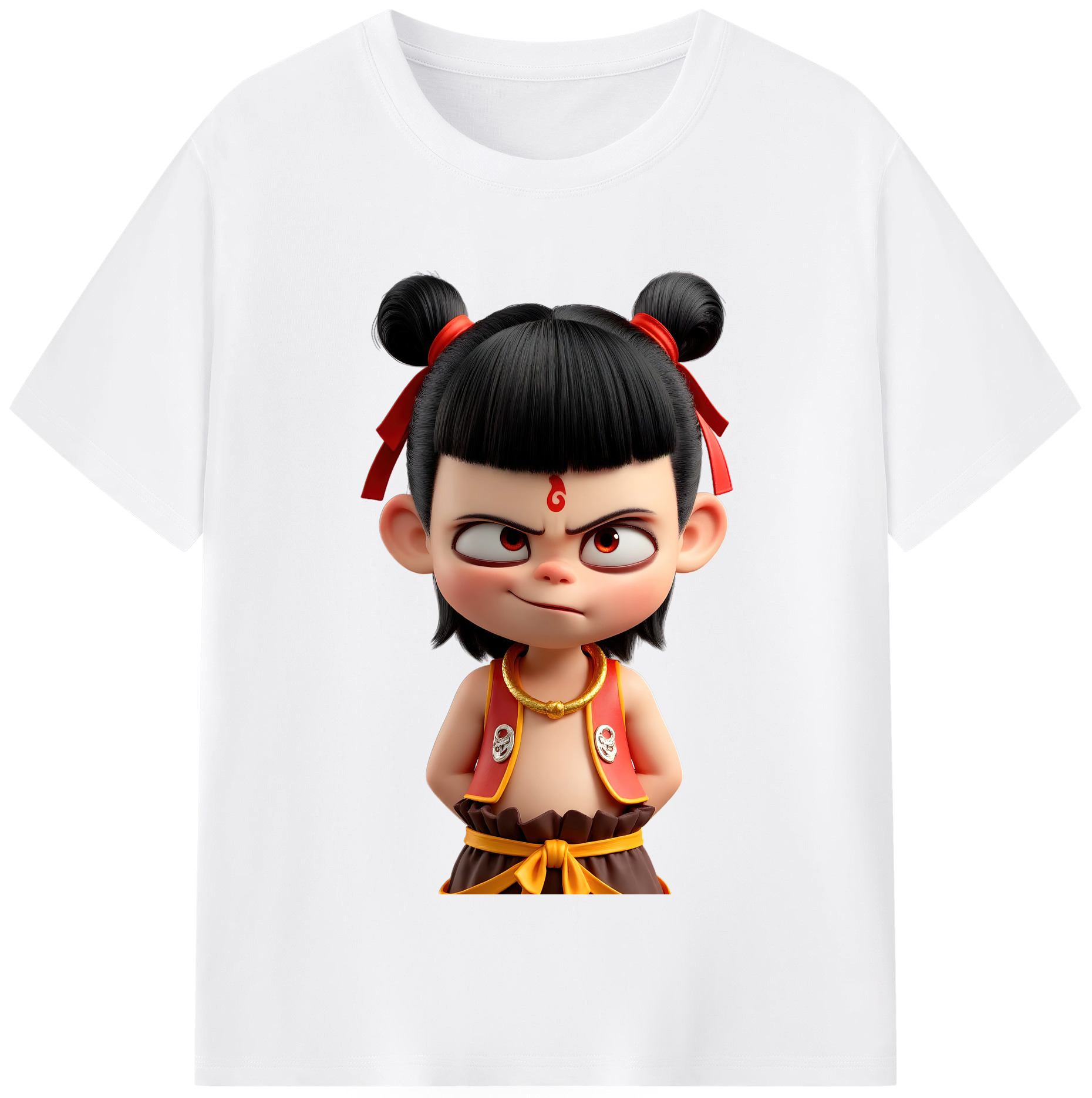 （画像用） Ne Zha 2 ナタ 魔童の大暴れ 綿100％半袖Tシャツ（フロントプリント）
