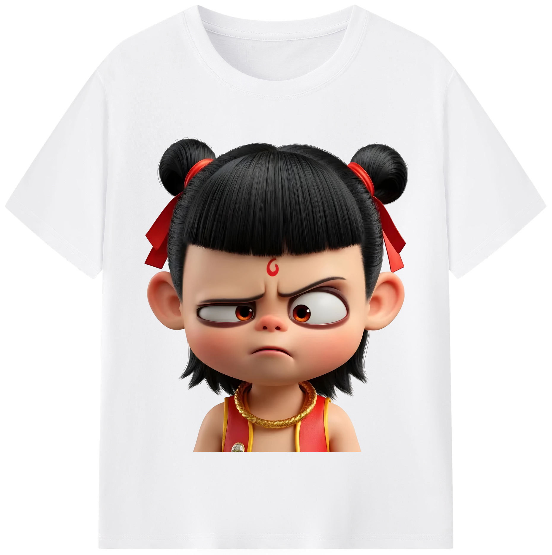 （画像用） Ne Zha 2 ナタ 魔童の大暴れ 綿100％半袖Tシャツ（フロントプリント）