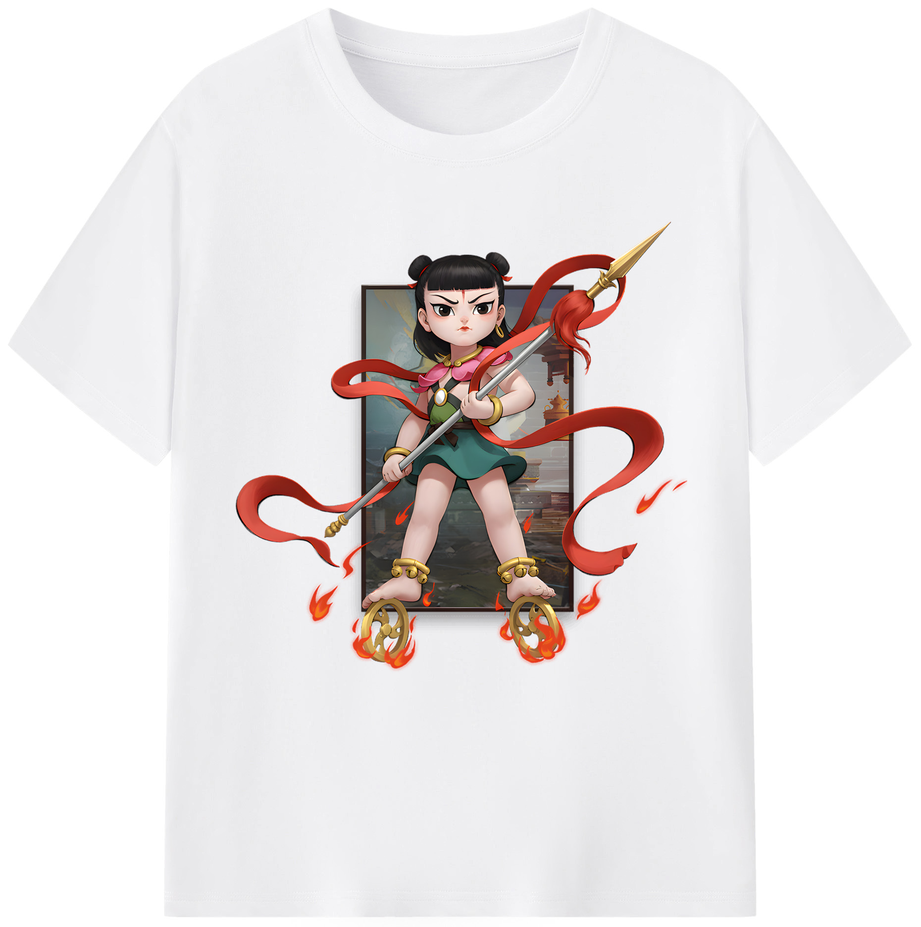 （画像用） Ne Zha 2 ナタ 魔童の大暴れ 綿100％半袖Tシャツ（フロントプリント）
