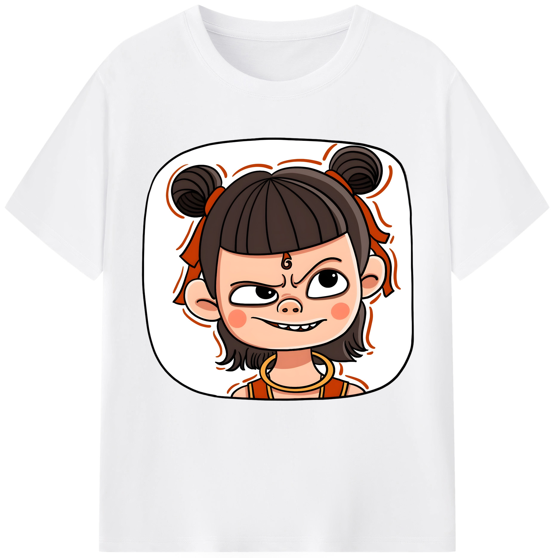 （画像用） Ne Zha 2 ナタ 魔童の大暴れ 綿100％半袖Tシャツ（フロントプリント）