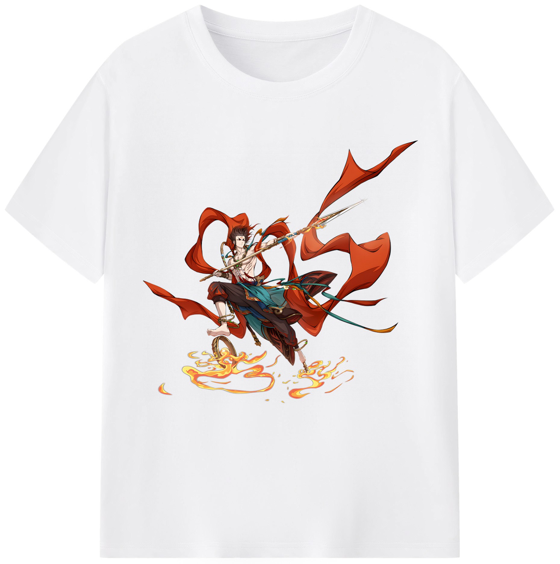 （画像用） Ne Zha 2 ナタ 魔童の大暴れ 綿100％半袖Tシャツ（フロントプリント）