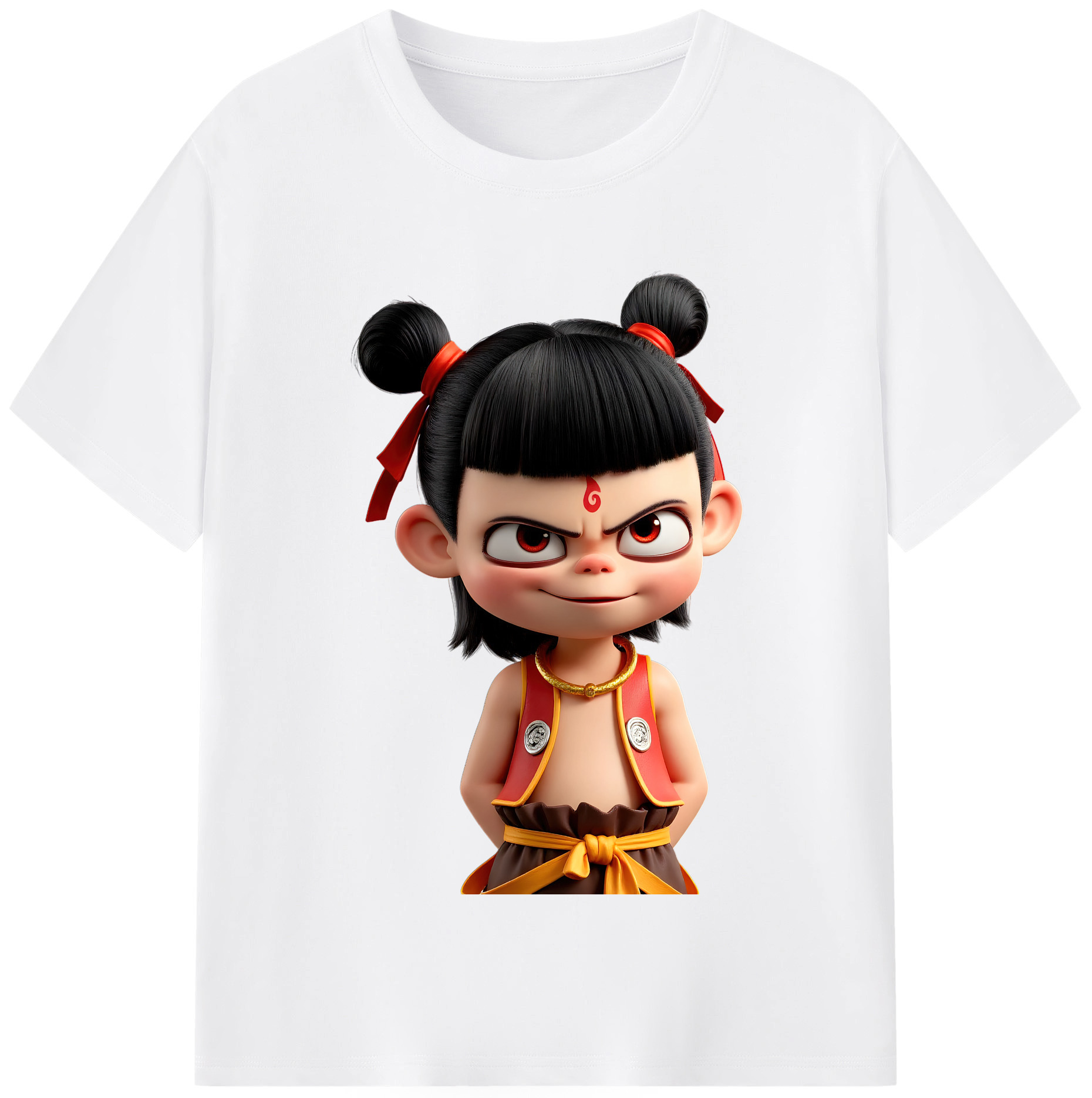 （画像用） Ne Zha 2 ナタ 魔童の大暴れ 綿100％半袖Tシャツ（フロントプリント）