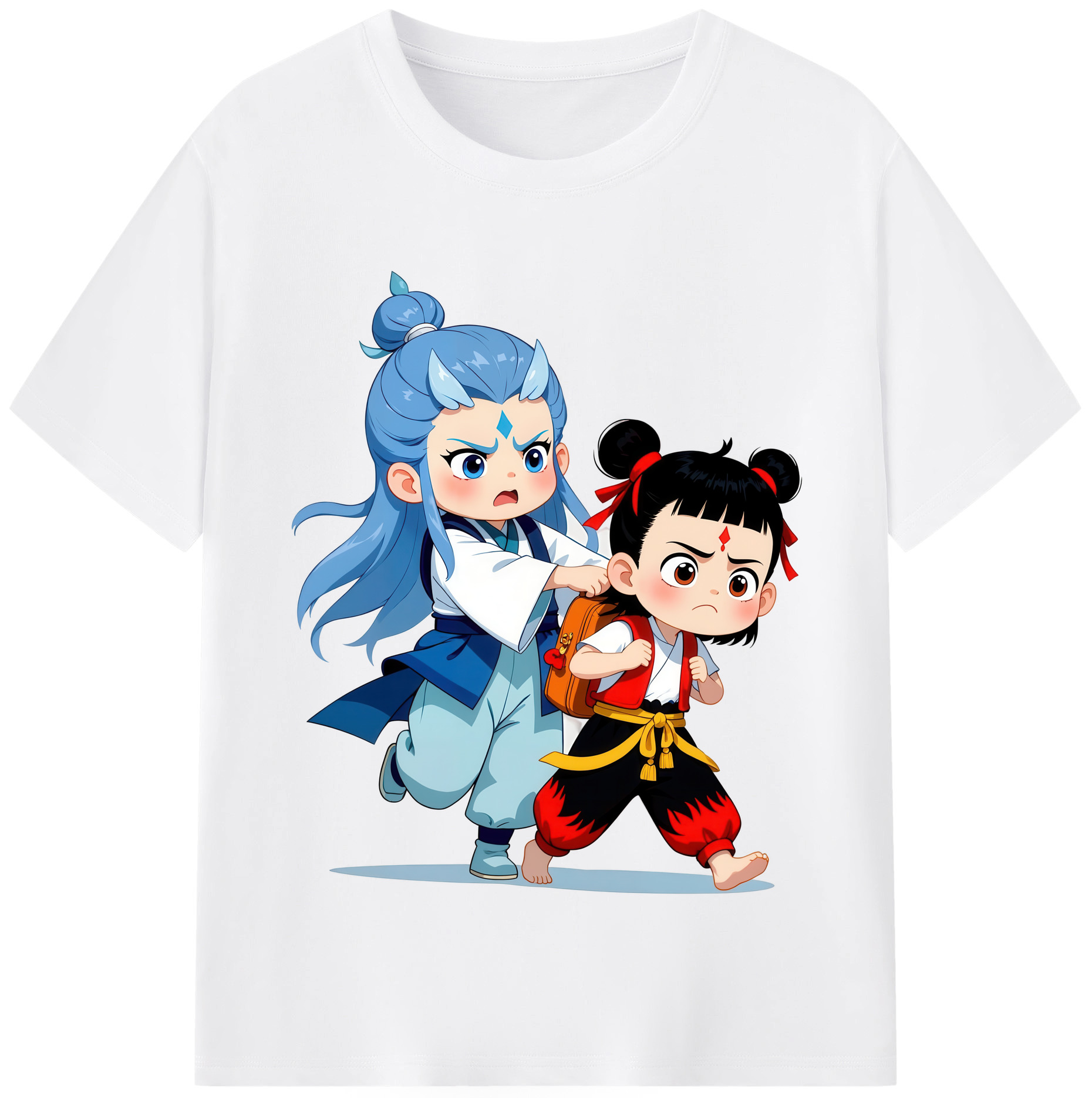 （画像用） Ne Zha 2 ナタ 魔童の大暴れ 綿100％半袖Tシャツ（フロントプリント）
