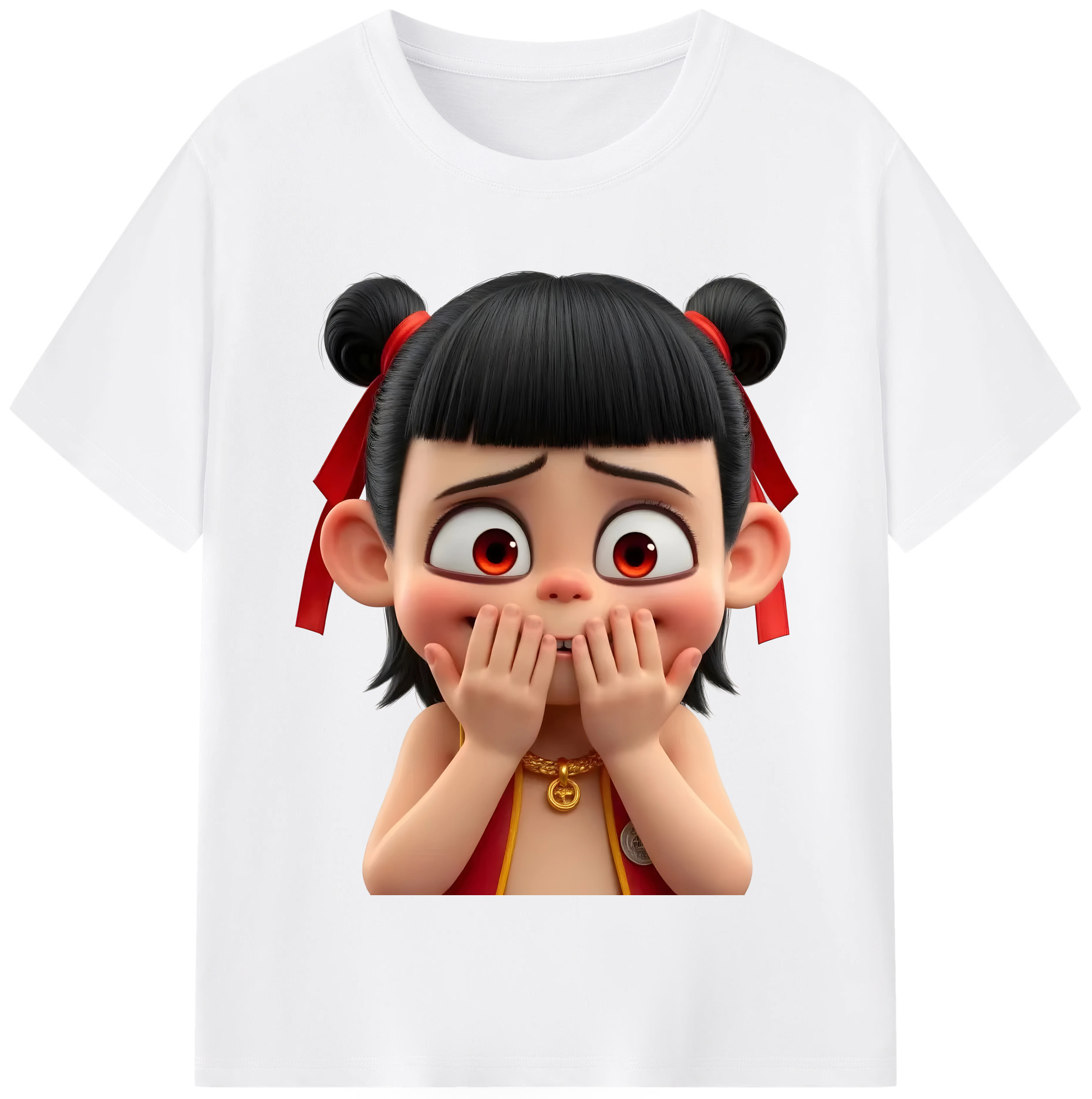 （画像用） Ne Zha 2 ナタ 魔童の大暴れ 綿100％半袖Tシャツ（フロントプリント）
