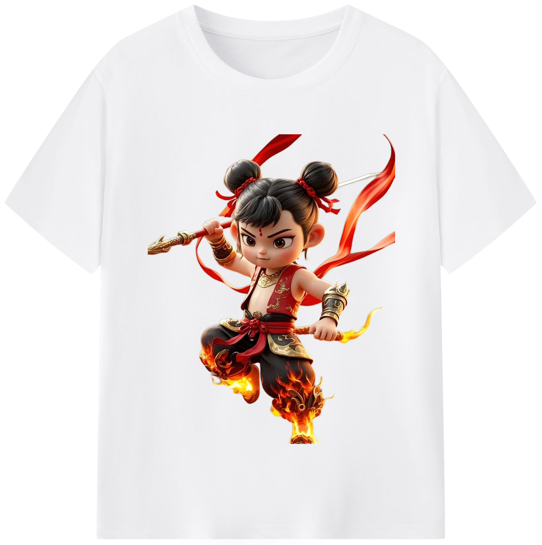 （画像用） Ne Zha 2 ナタ 魔童の大暴れ 綿100％半袖Tシャツ（フロントプリント）