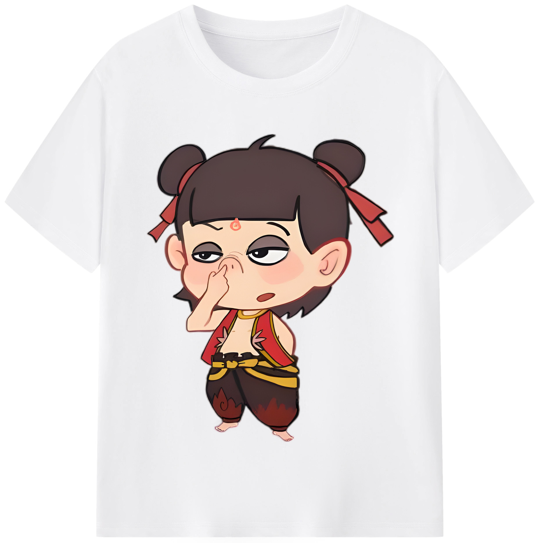 （画像用） Ne Zha 2 ナタ 魔童の大暴れ 綿100％半袖Tシャツ（フロントプリント）