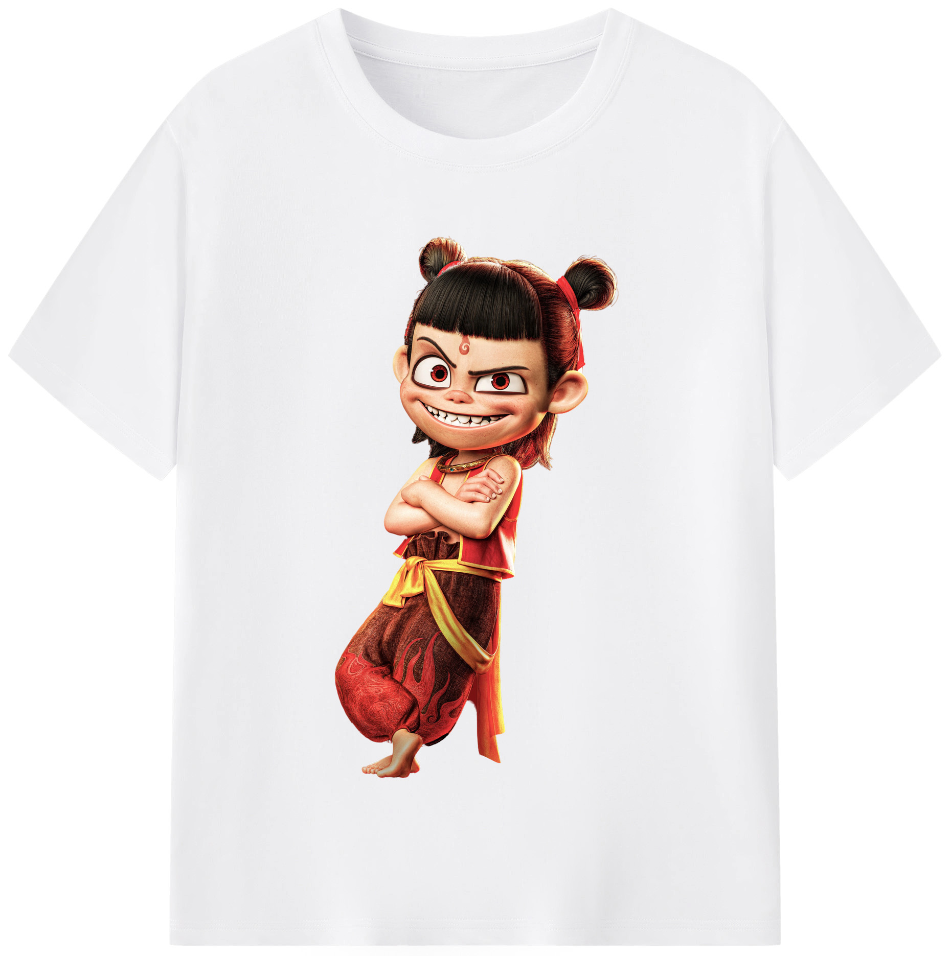 （画像用） Ne Zha 2 ナタ 魔童の大暴れ 綿100％半袖Tシャツ（フロントプリント）