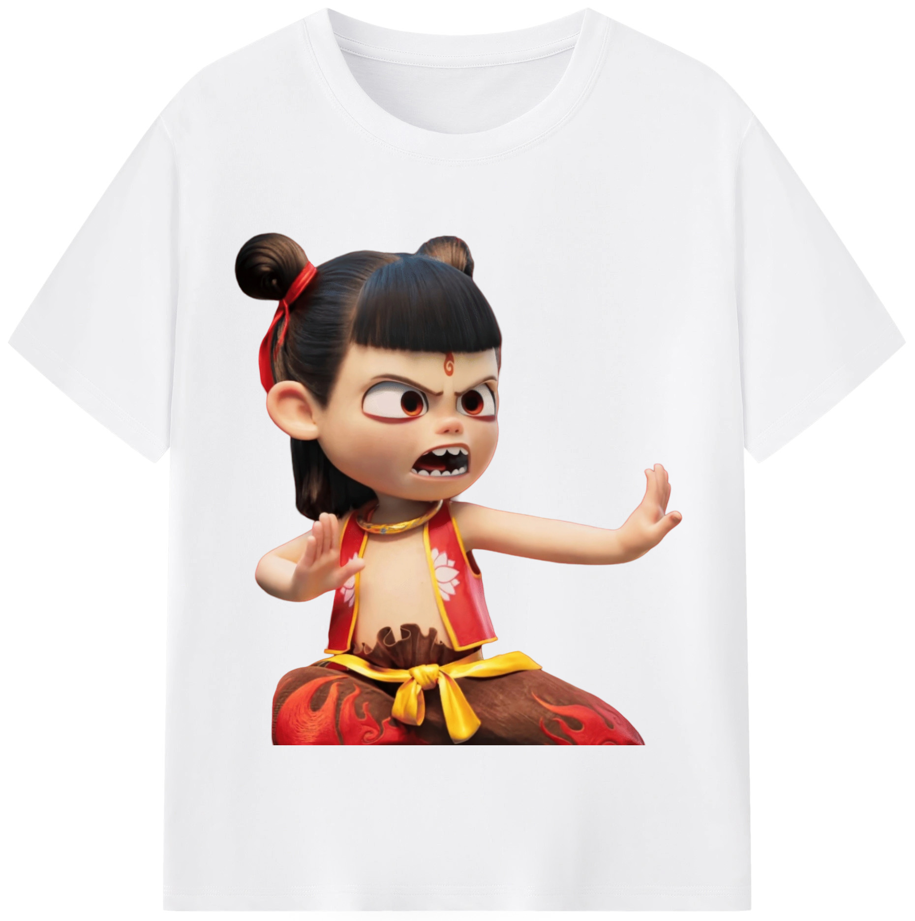 （画像用） Ne Zha 2 ナタ 魔童の大暴れ 綿100％半袖Tシャツ（フロントプリント）