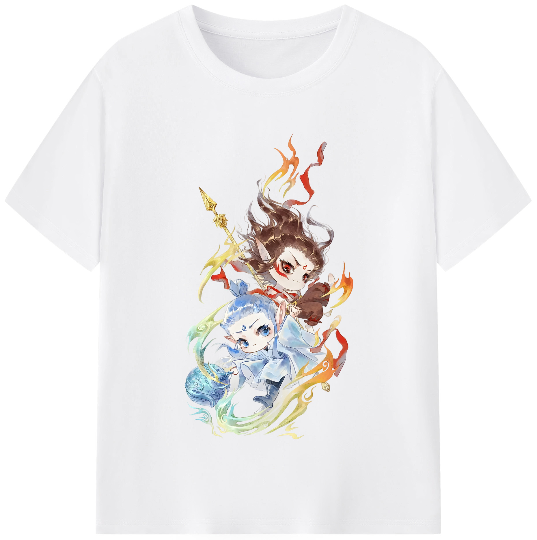 （画像用） Ne Zha 2 ナタ 魔童の大暴れ 綿100％半袖Tシャツ（フロントプリント）