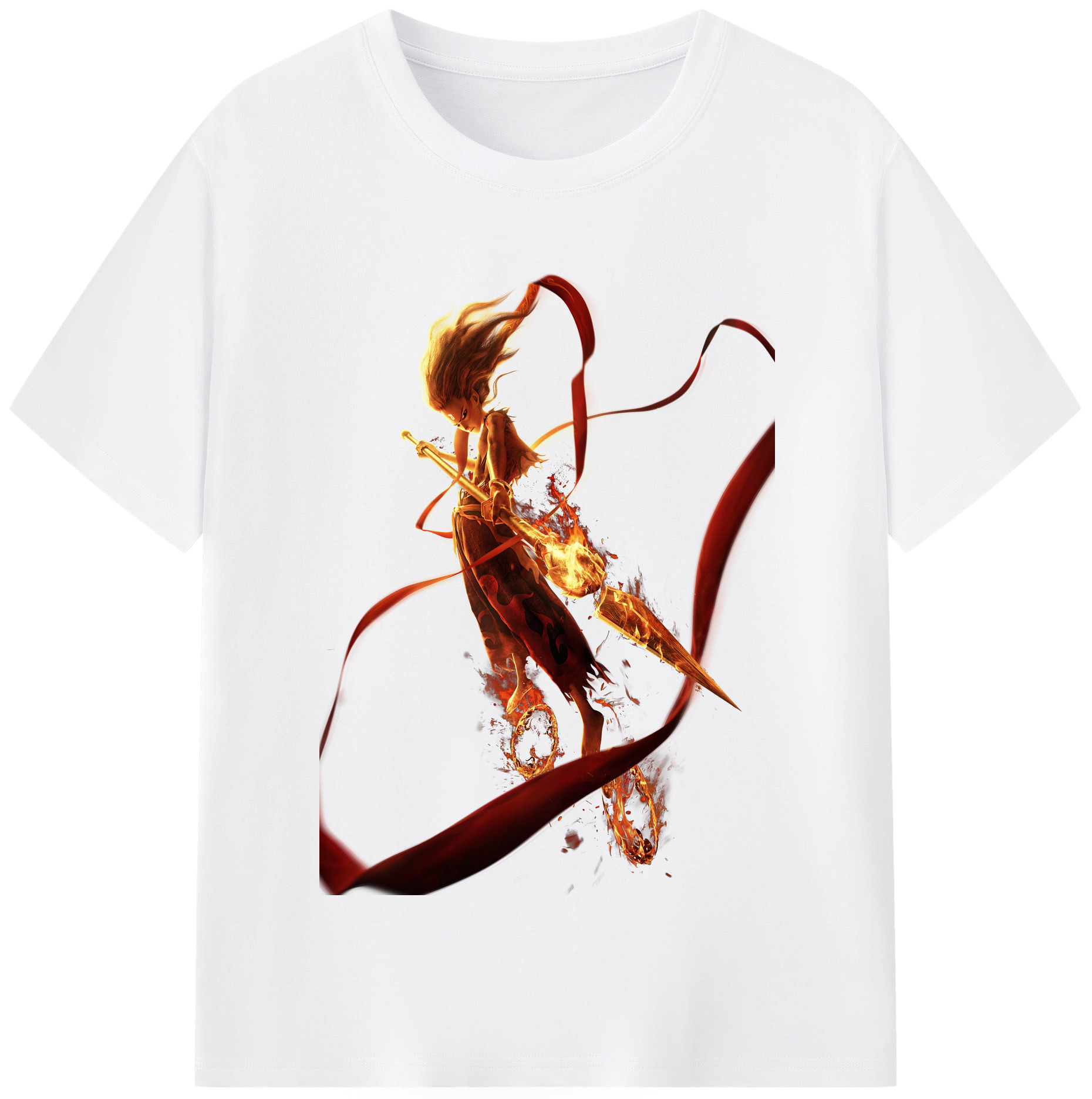 （画像用） Ne Zha 2 ナタ 魔童の大暴れ 綿100％半袖Tシャツ（フロントプリント）