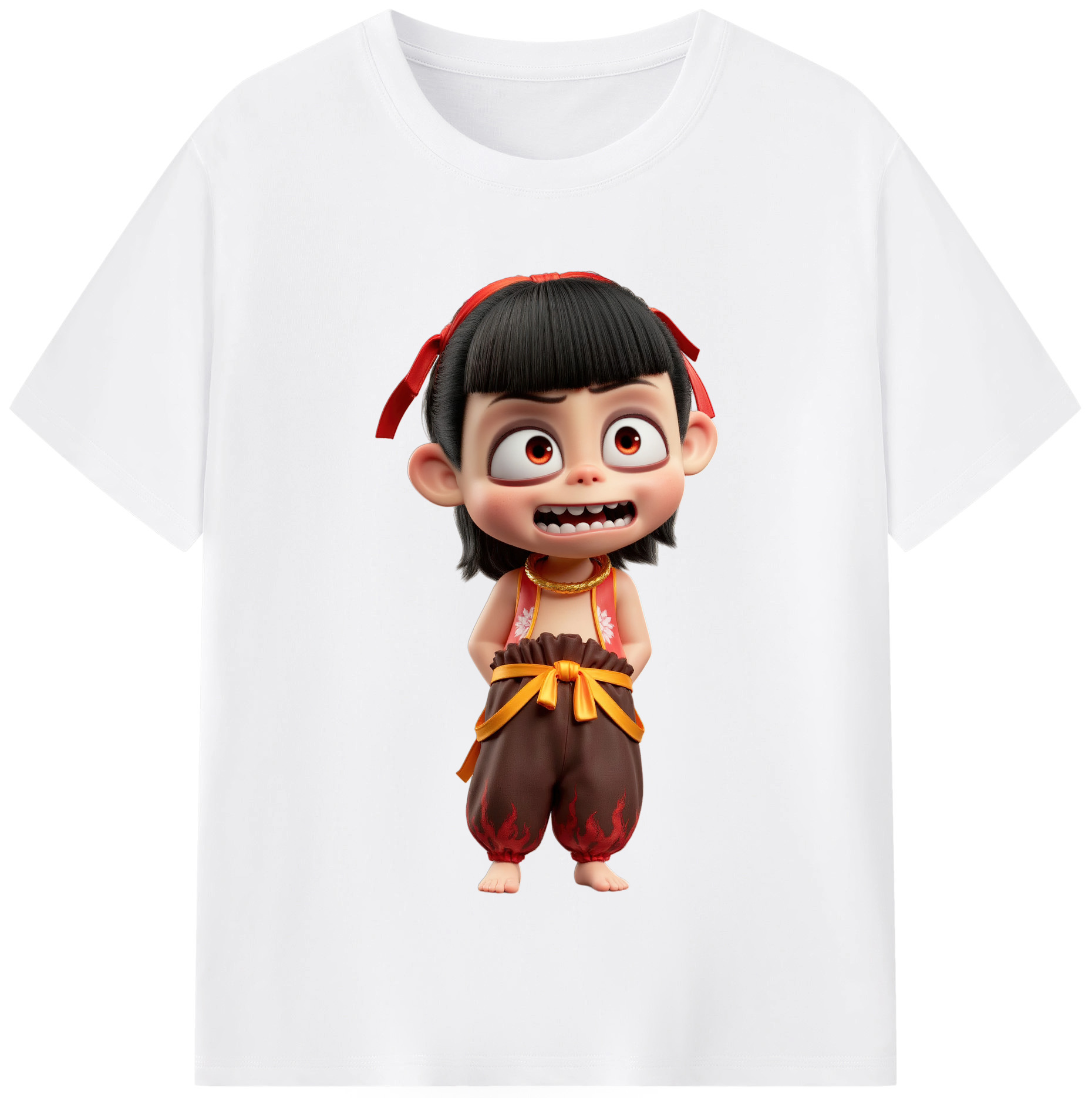 （画像用） Ne Zha 2 ナタ 魔童の大暴れ 綿100％半袖Tシャツ（フロントプリント）