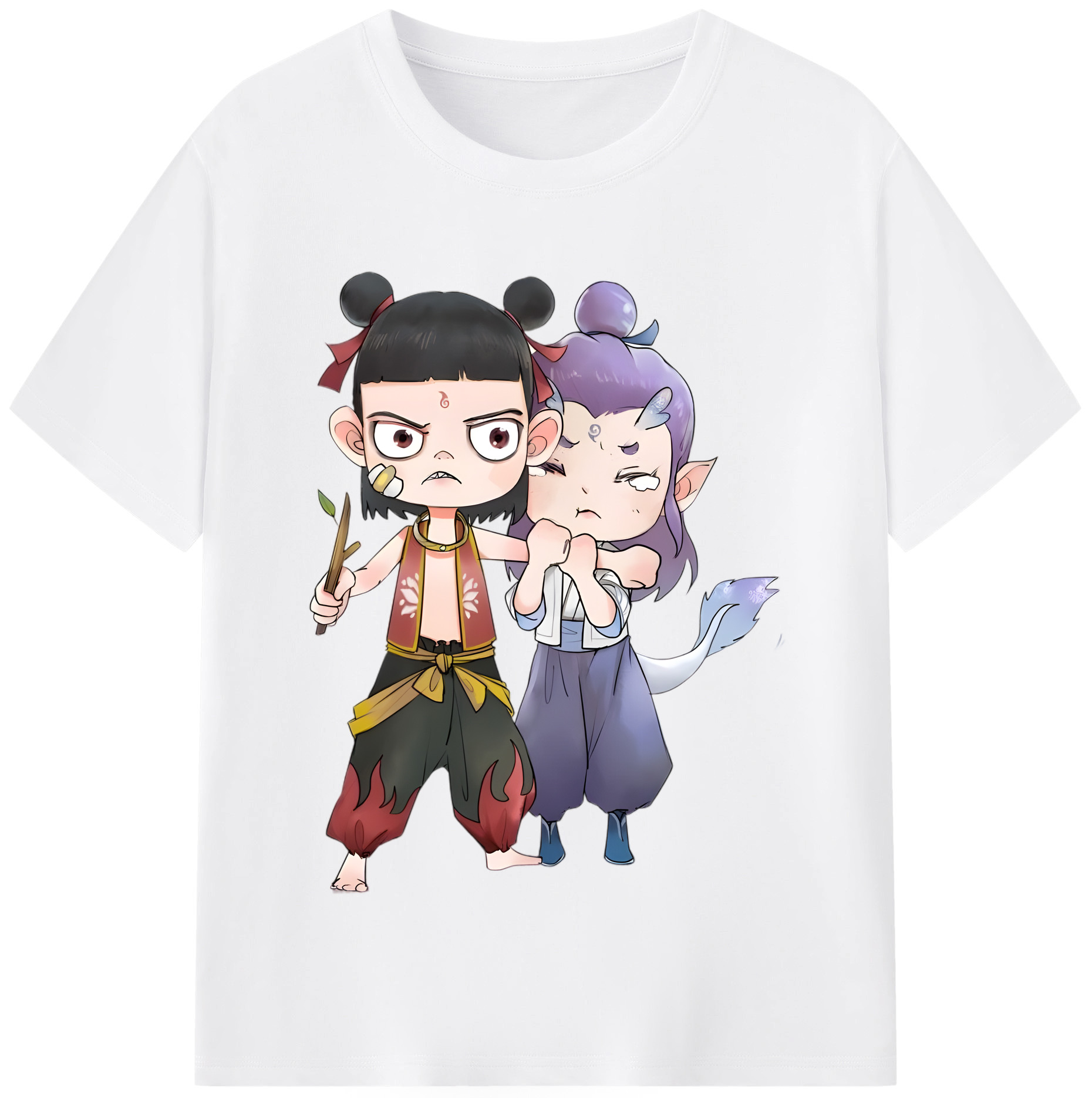 （画像用） Ne Zha 2 ナタ 魔童の大暴れ 綿100％半袖Tシャツ（フロントプリント）