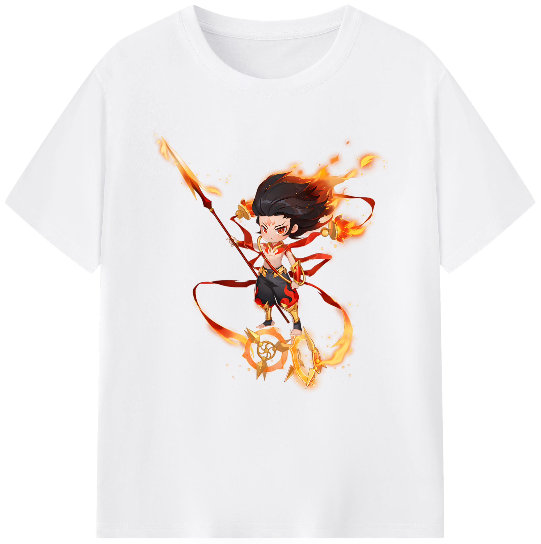 （画像用） Ne Zha 2 ナタ 魔童の大暴れ 綿100％半袖Tシャツ（フロントプリント）