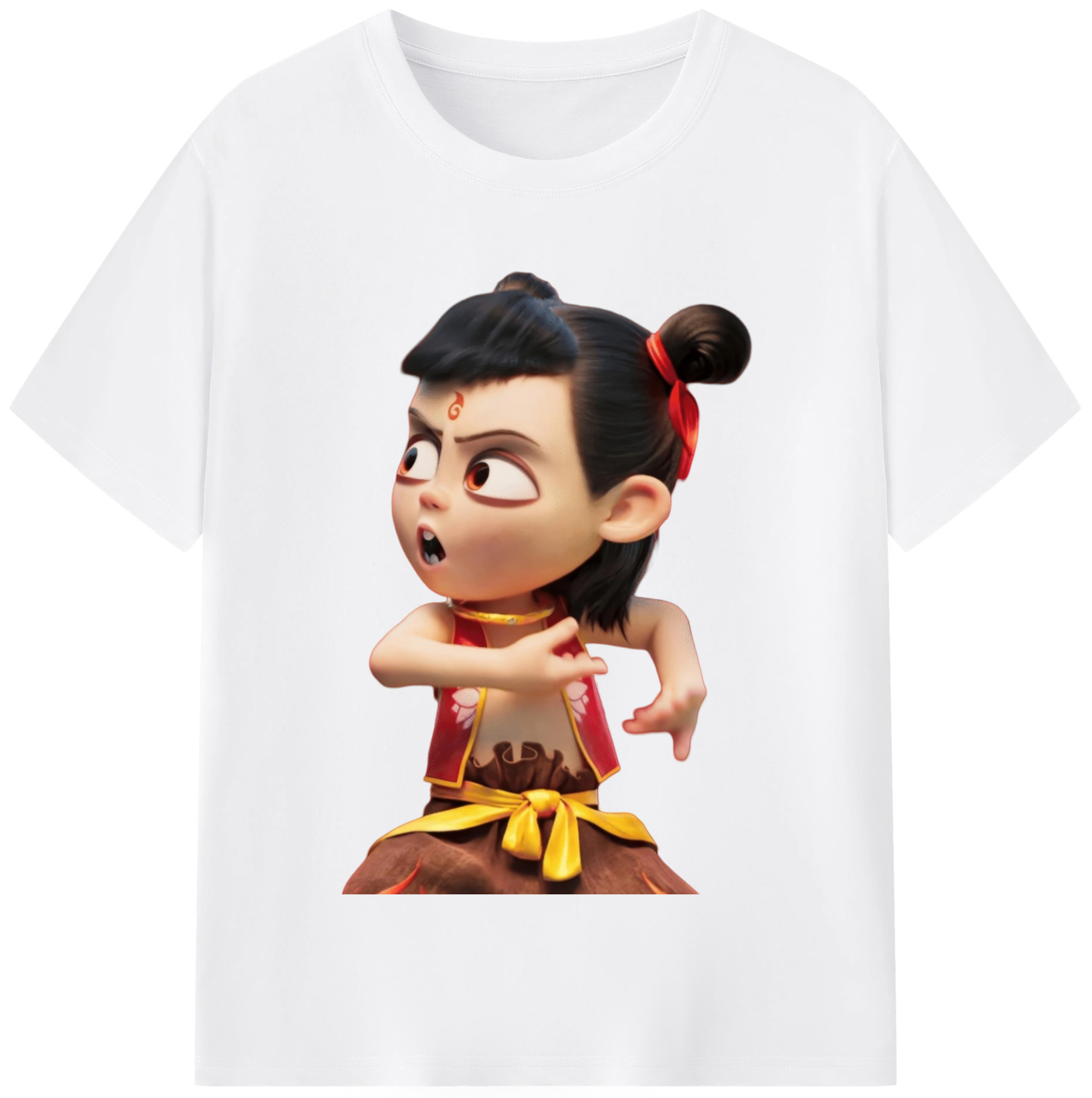 （画像用） Ne Zha 2 ナタ 魔童の大暴れ 綿100％半袖Tシャツ（フロントプリント）