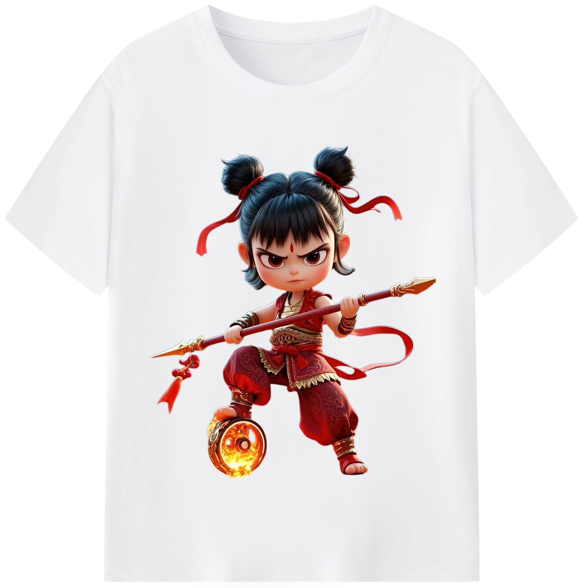 （画像用） Ne Zha 2 ナタ 魔童の大暴れ 綿100％半袖Tシャツ（フロントプリント）