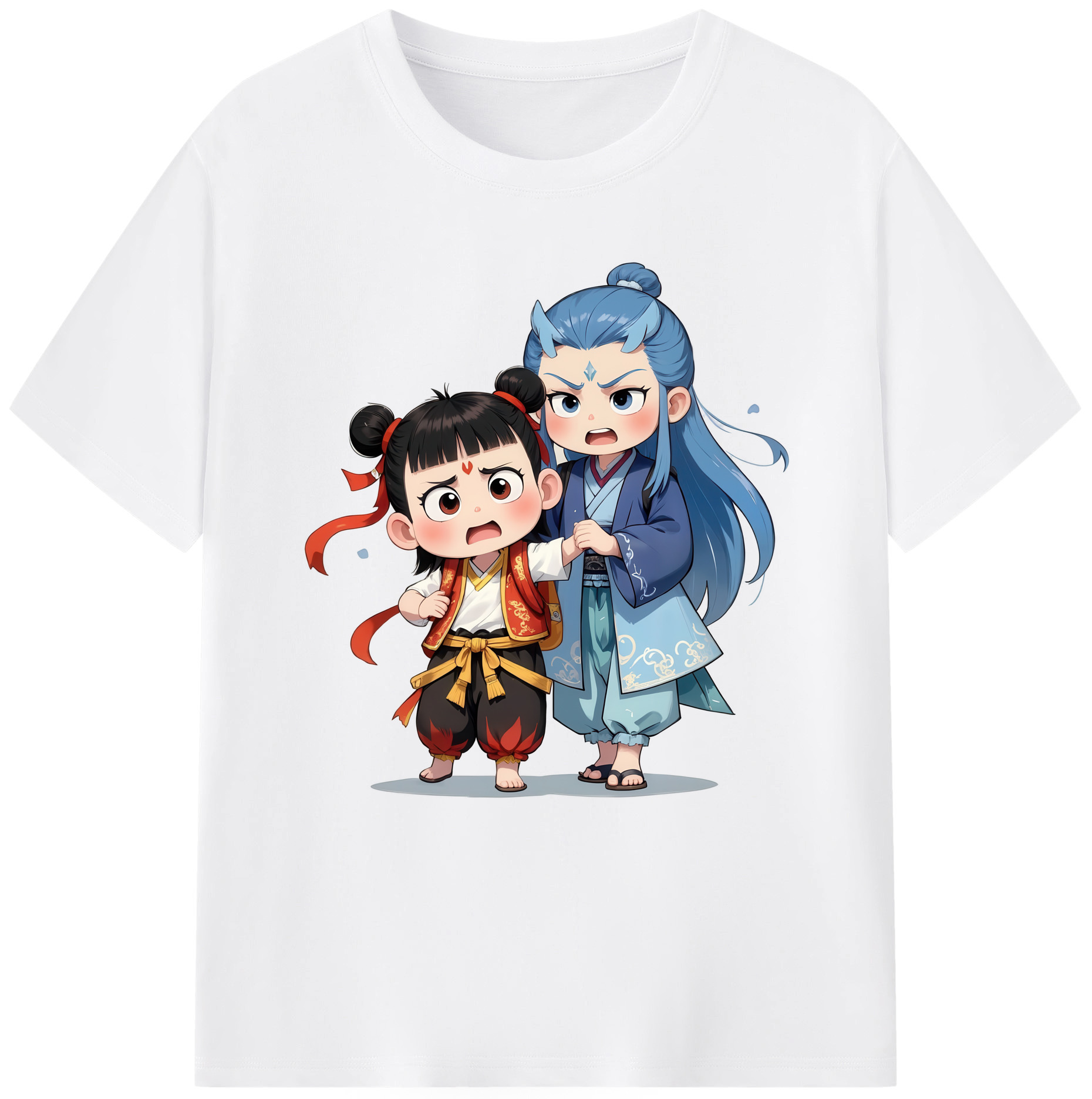 （画像用） Ne Zha 2 ナタ 魔童の大暴れ 綿100％半袖Tシャツ（フロントプリント）