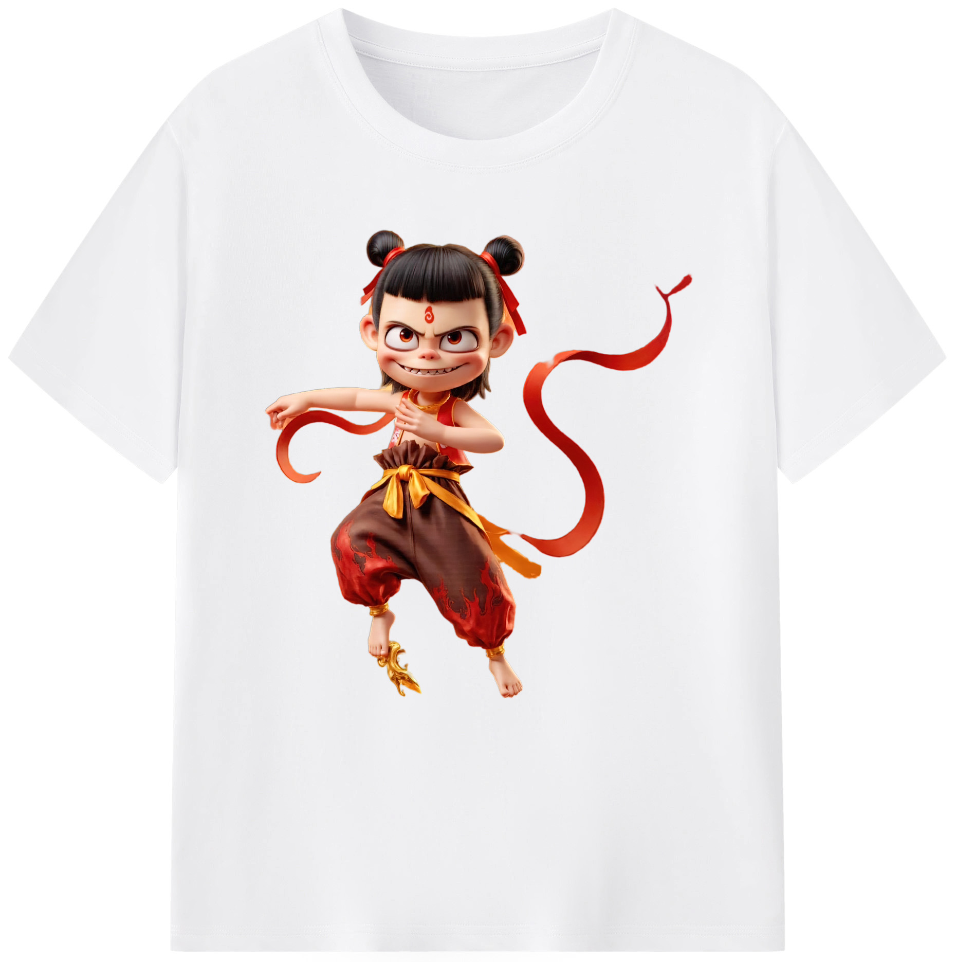 （画像用） Ne Zha 2 ナタ 魔童の大暴れ 綿100％半袖Tシャツ（フロントプリント）