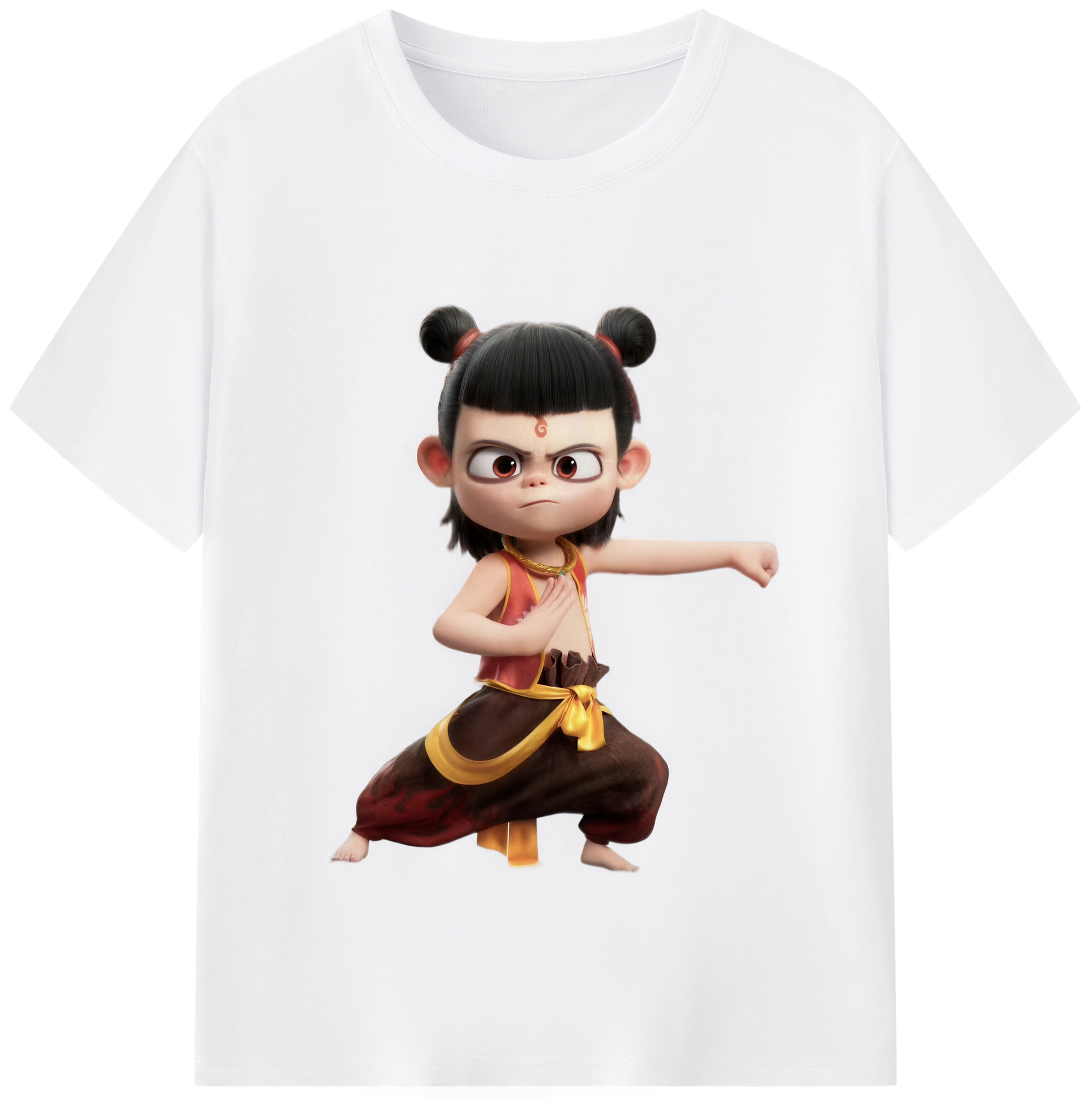 （画像用） Ne Zha 2 ナタ 魔童の大暴れ 綿100％半袖Tシャツ（フロントプリント）