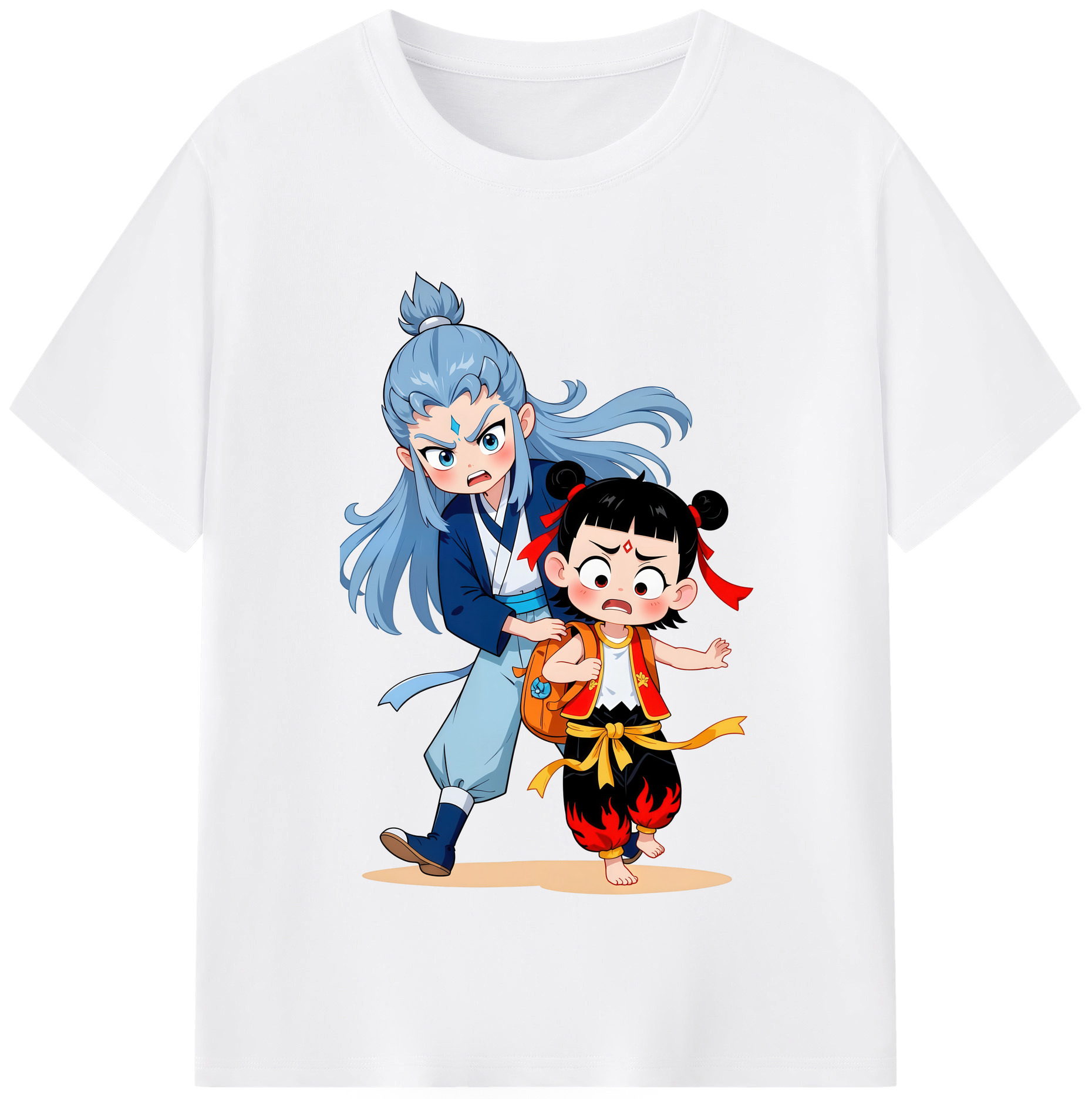 （画像用） Ne Zha 2 ナタ 魔童の大暴れ 綿100％半袖Tシャツ（フロントプリント）