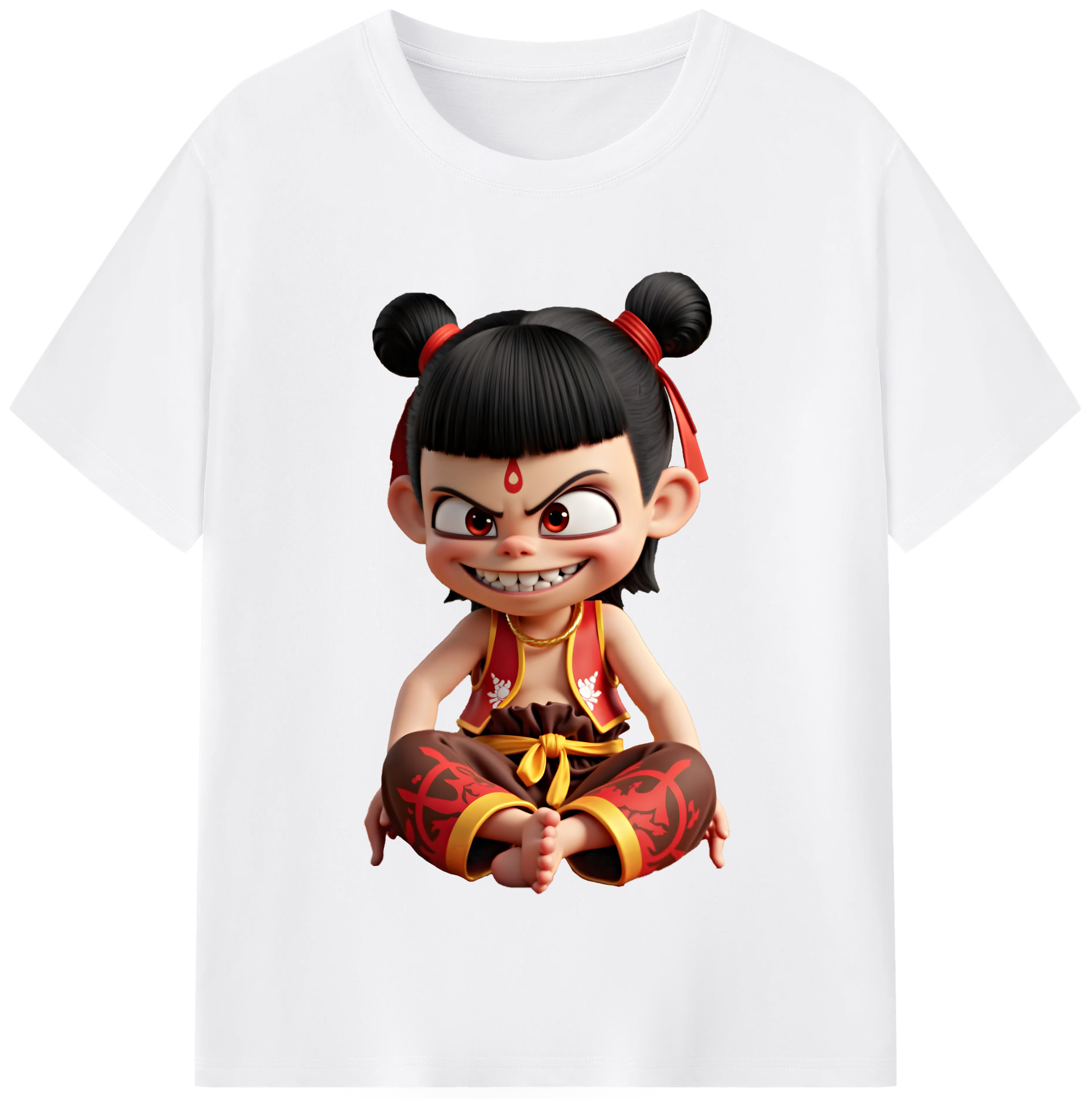 （画像用） Ne Zha 2 ナタ 魔童の大暴れ 綿100％半袖Tシャツ（フロントプリント）