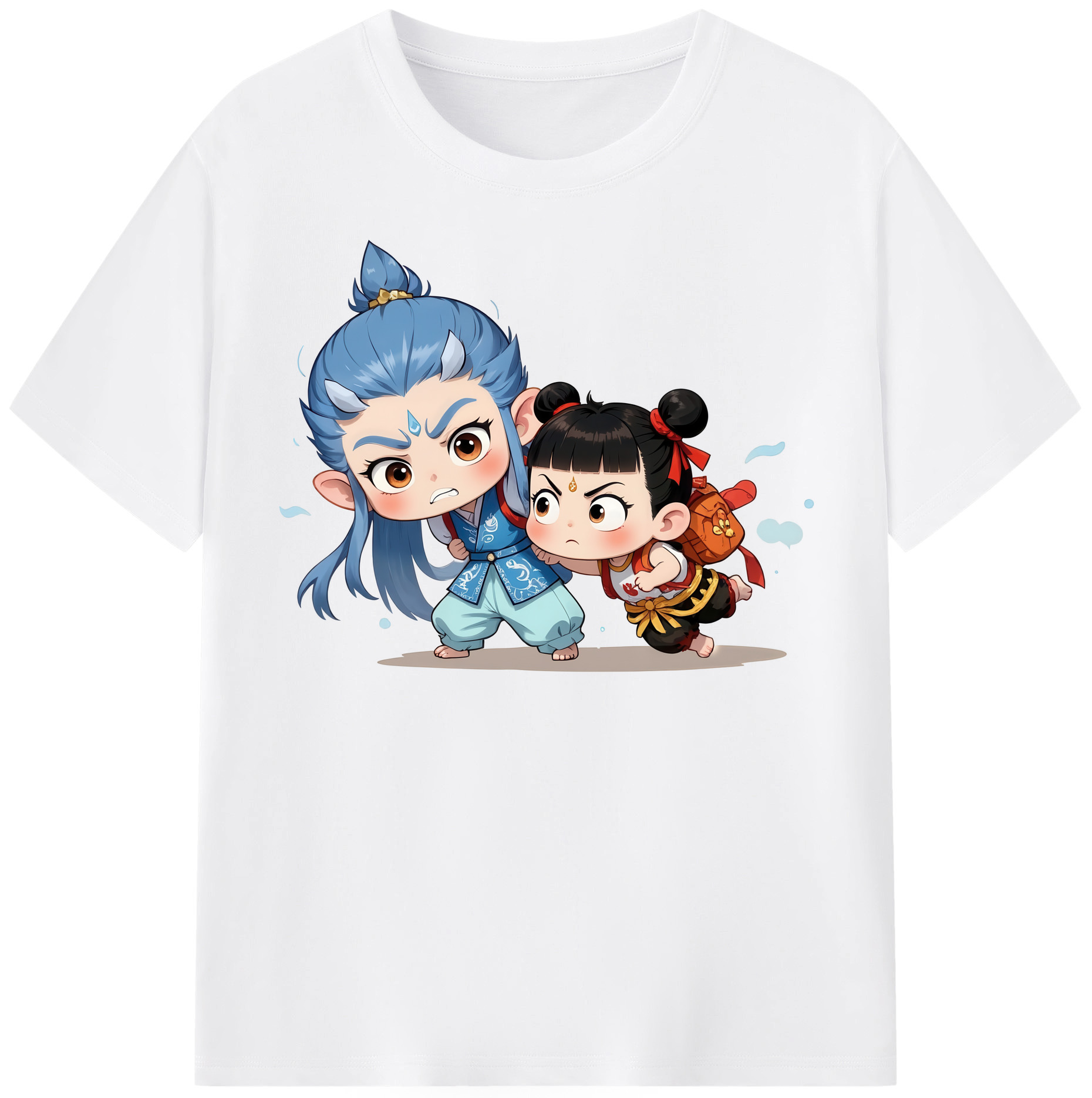 （画像用） Ne Zha 2 ナタ 魔童の大暴れ 綿100％半袖Tシャツ（フロントプリント）