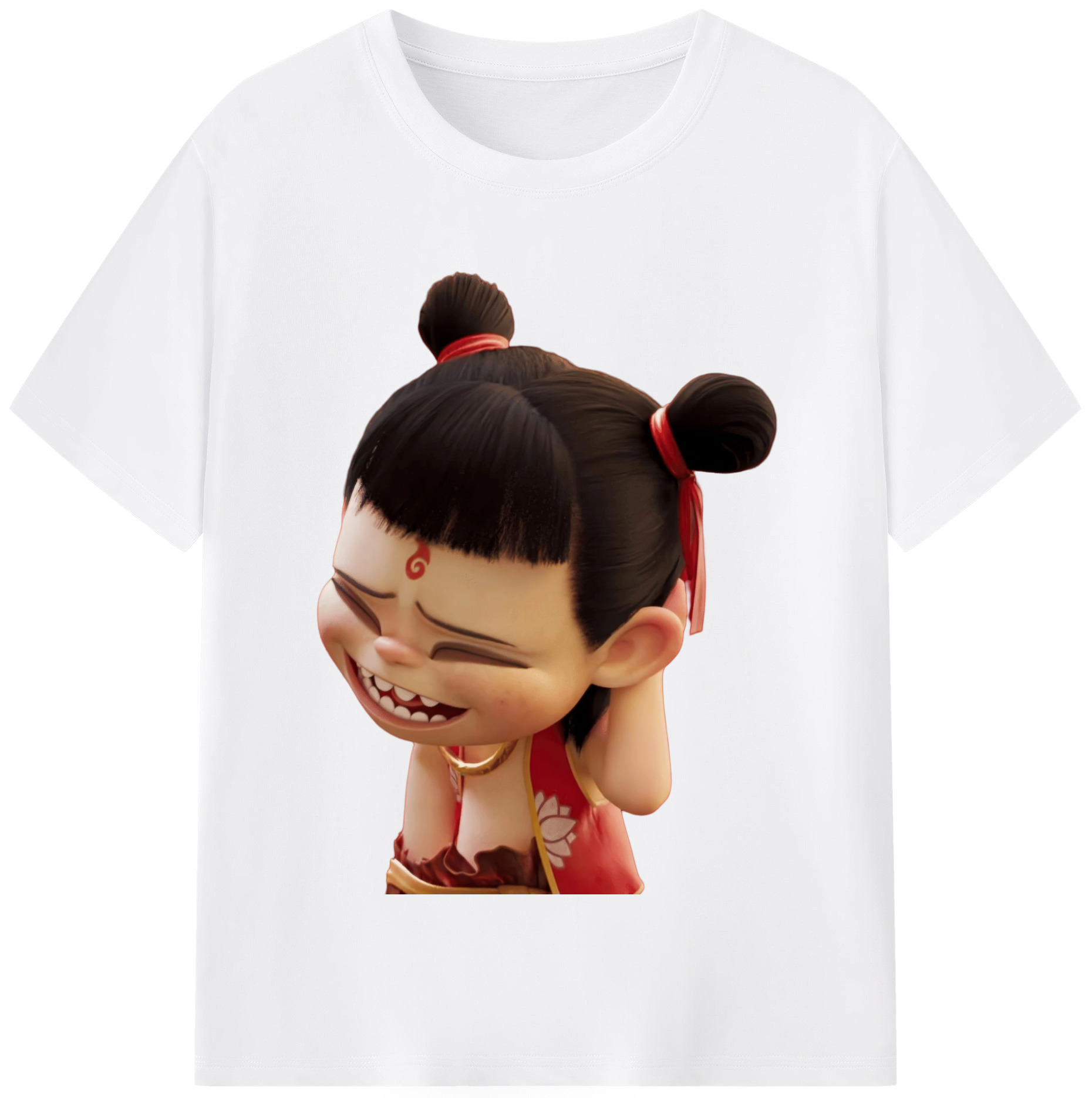（画像用） Ne Zha 2 ナタ 魔童の大暴れ 綿100％半袖Tシャツ（フロントプリント）