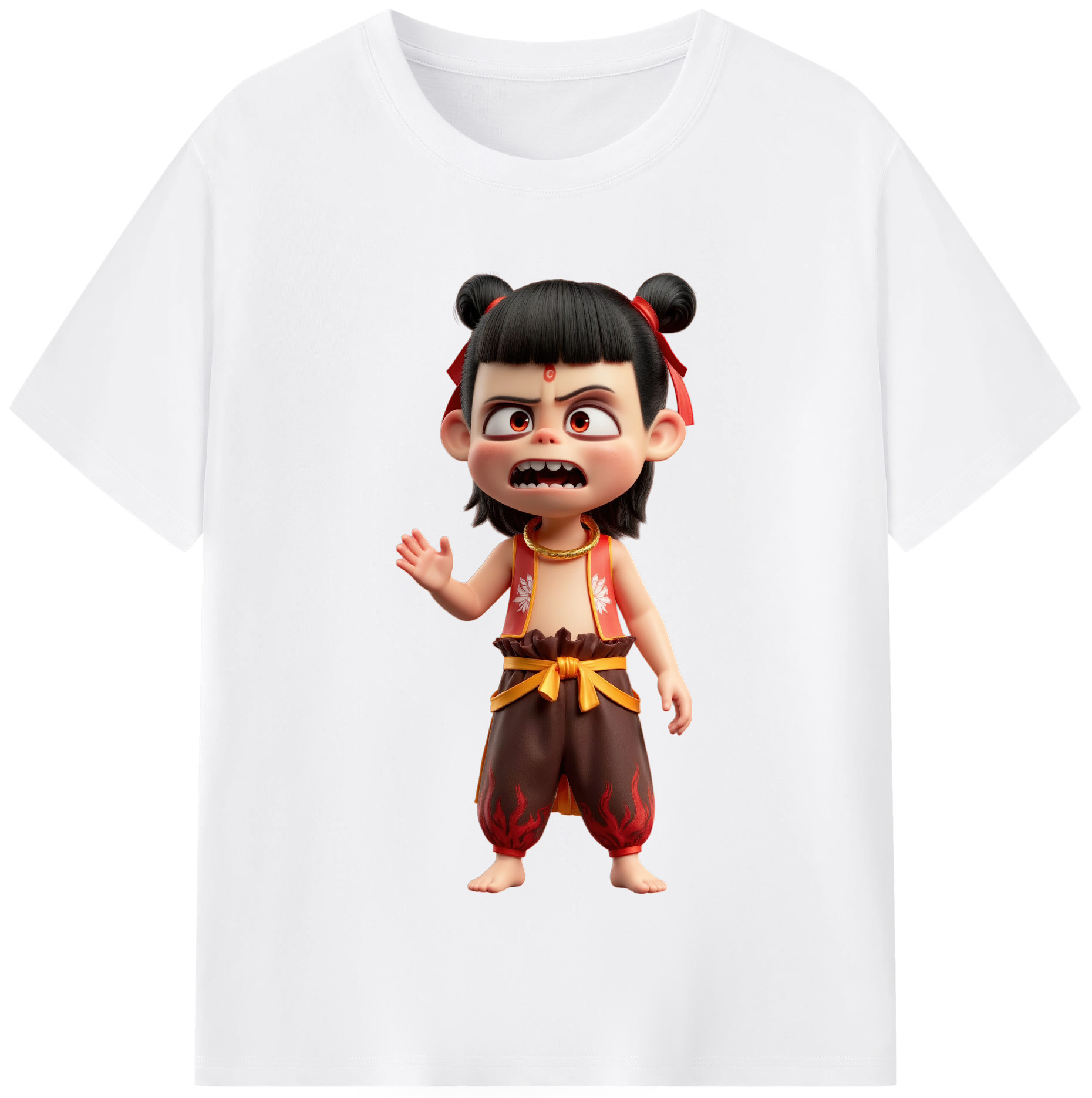 （画像用） Ne Zha 2 ナタ 魔童の大暴れ 綿100％半袖Tシャツ（フロントプリント）